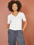 Yumi Cotton Button Detail Top, White