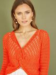 Yumi Crochet Twist Bolero Top, Orange