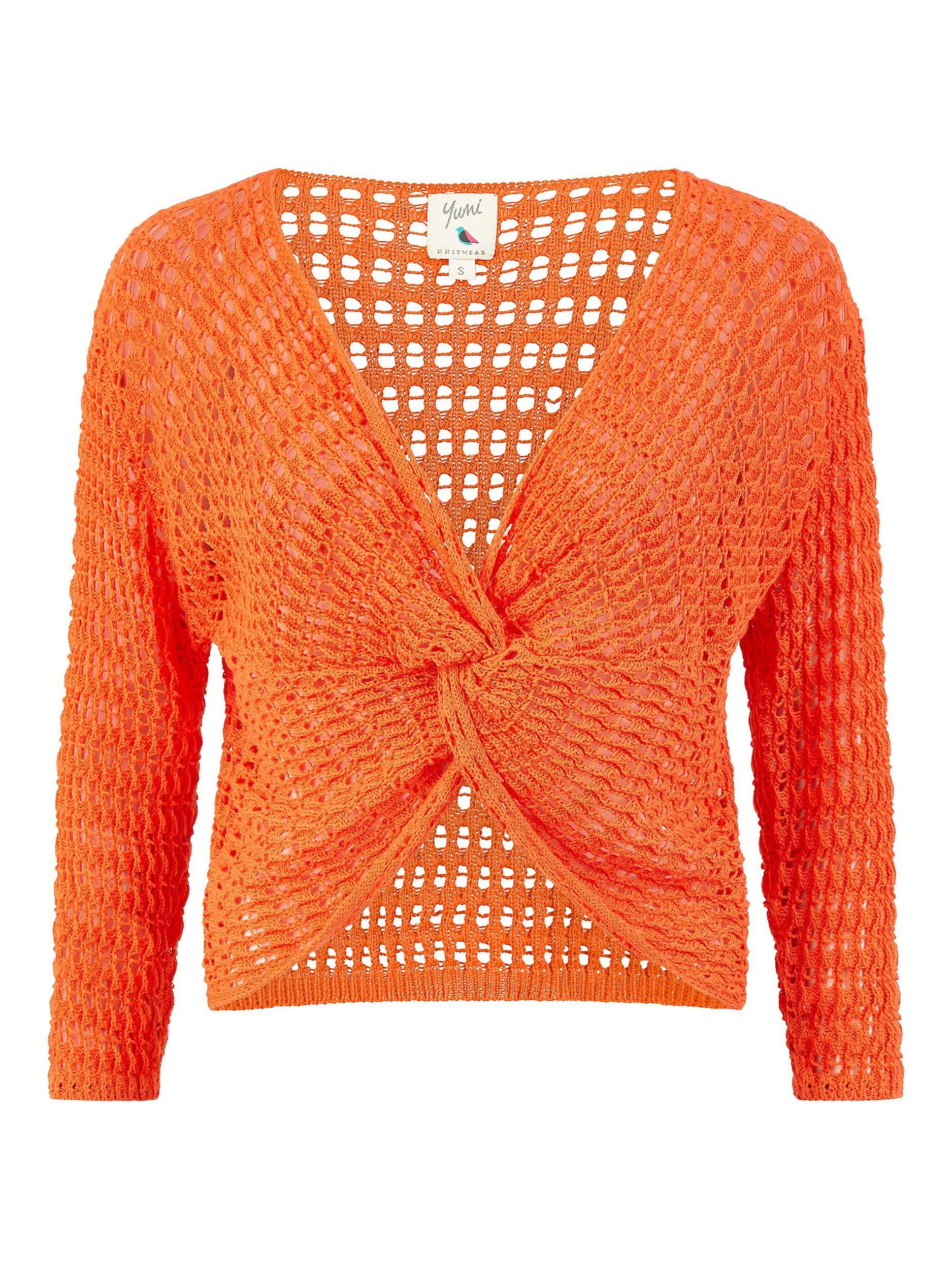 Product image 5 of 5, which shows Yumi Crochet Twist Bolero Top, Orange, S