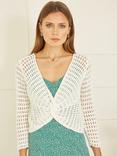 Yumi Crochet Twist Bolero Top, Ivory