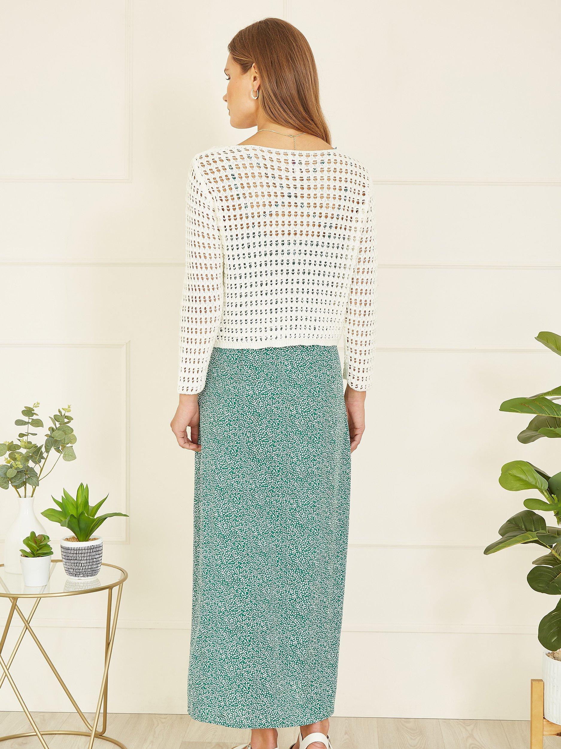 Product image 3 of 4, which shows Yumi Crochet Knit Bolero, Ivory, S