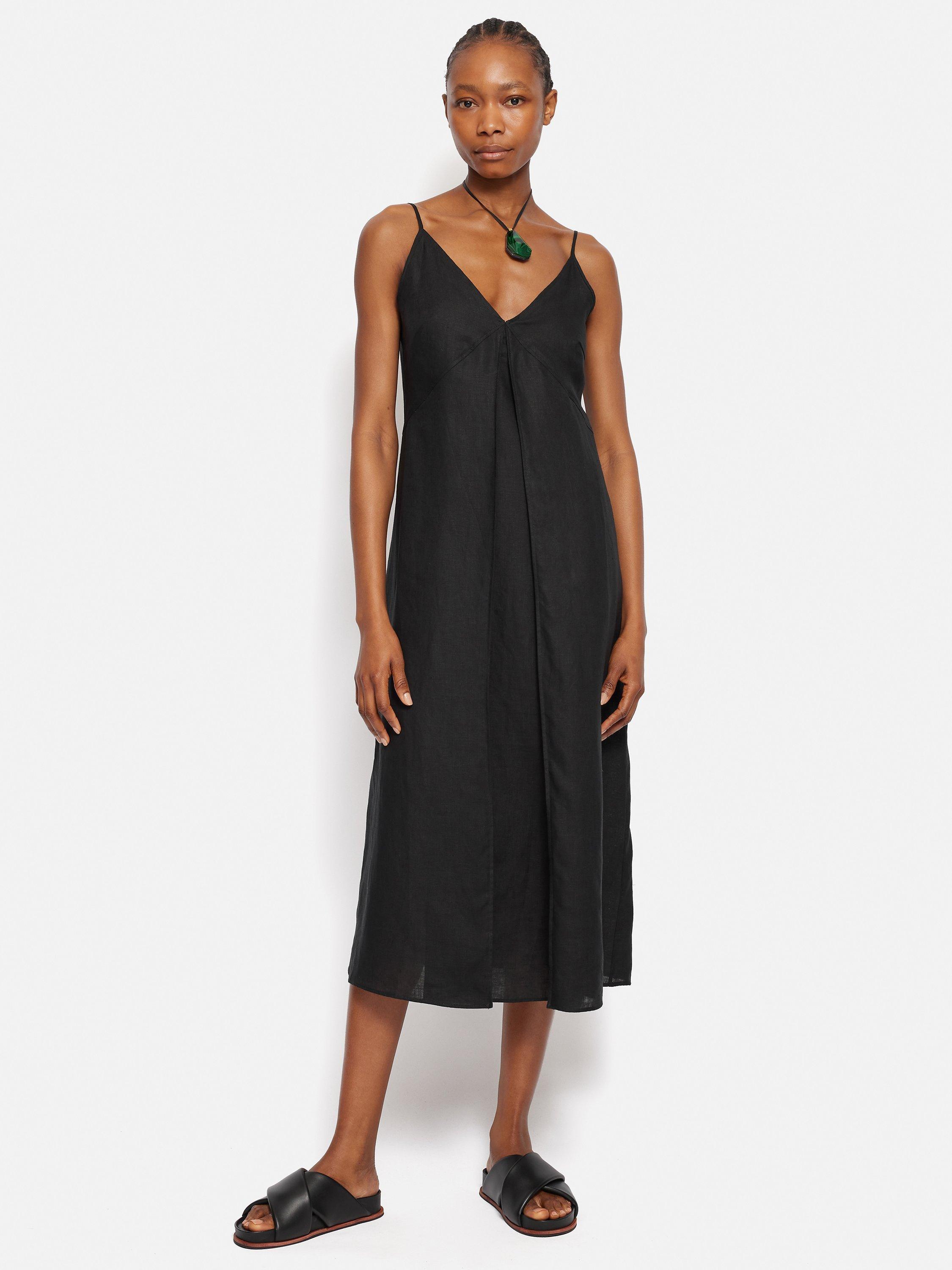 Jigsaw Linen Midi Sundress, Black
