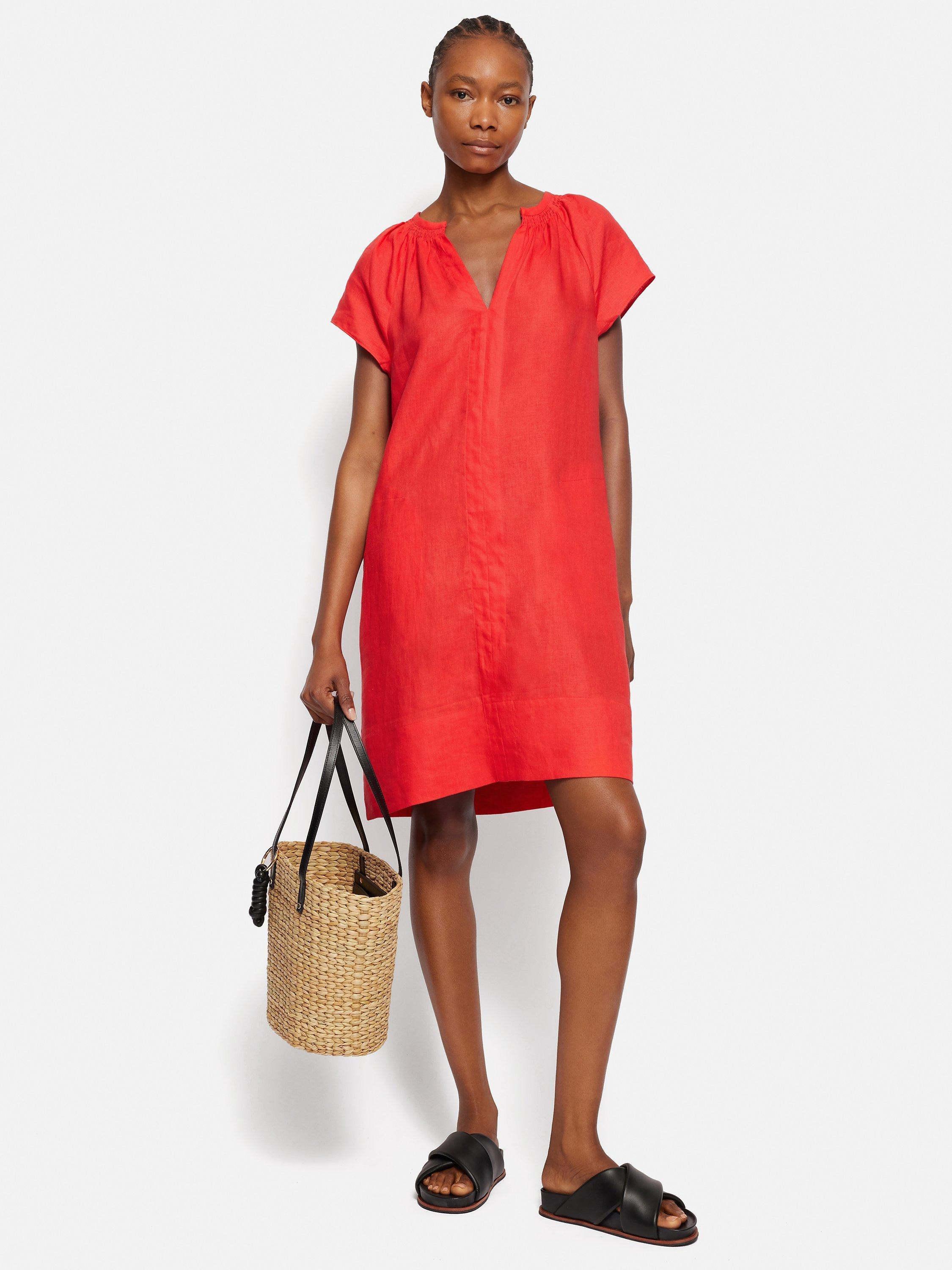 Coral linen dress best sale