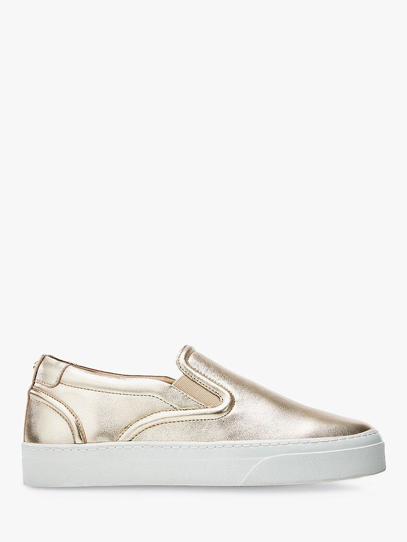 Moda in Pelle Adreenia Leather Slip On Trainers, Gold