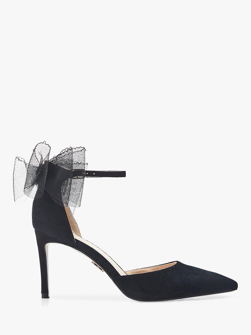 Moda in Pelle Jazlyne Mesh Bow High Heel Suede Court Shoes, Black