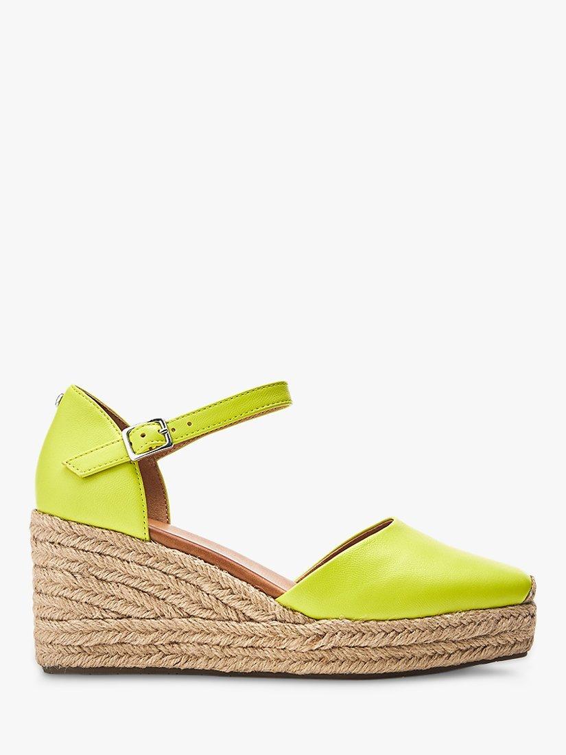 Moda in Pelle Gialla Leather Espadrille Sandals, Lime Green