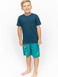 Minijammies Kids' Cove Turtle Print Shorty Pyjamas Set, Teal