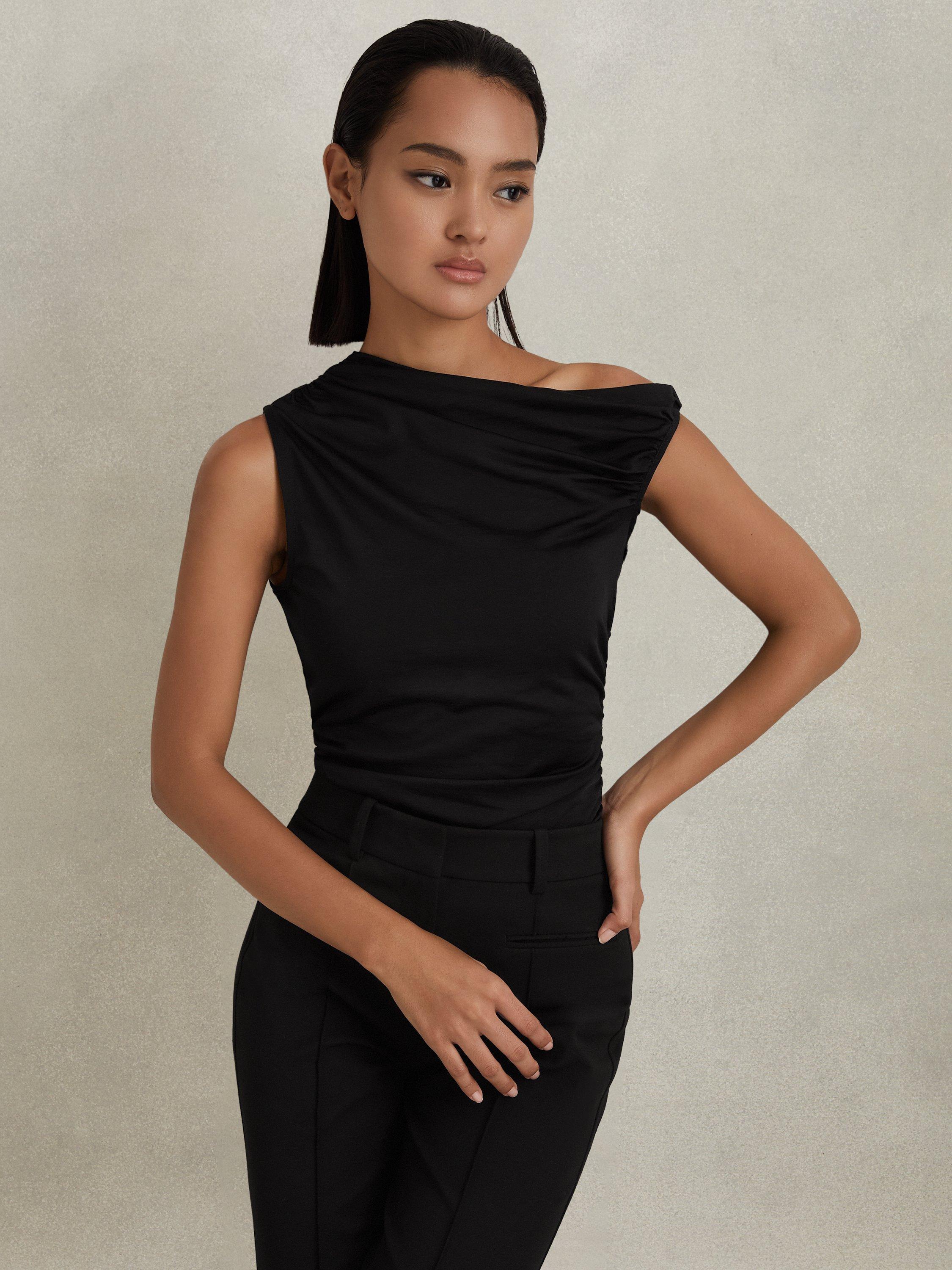 Reiss Dylan Ruched Off The Shoulder Top, Black