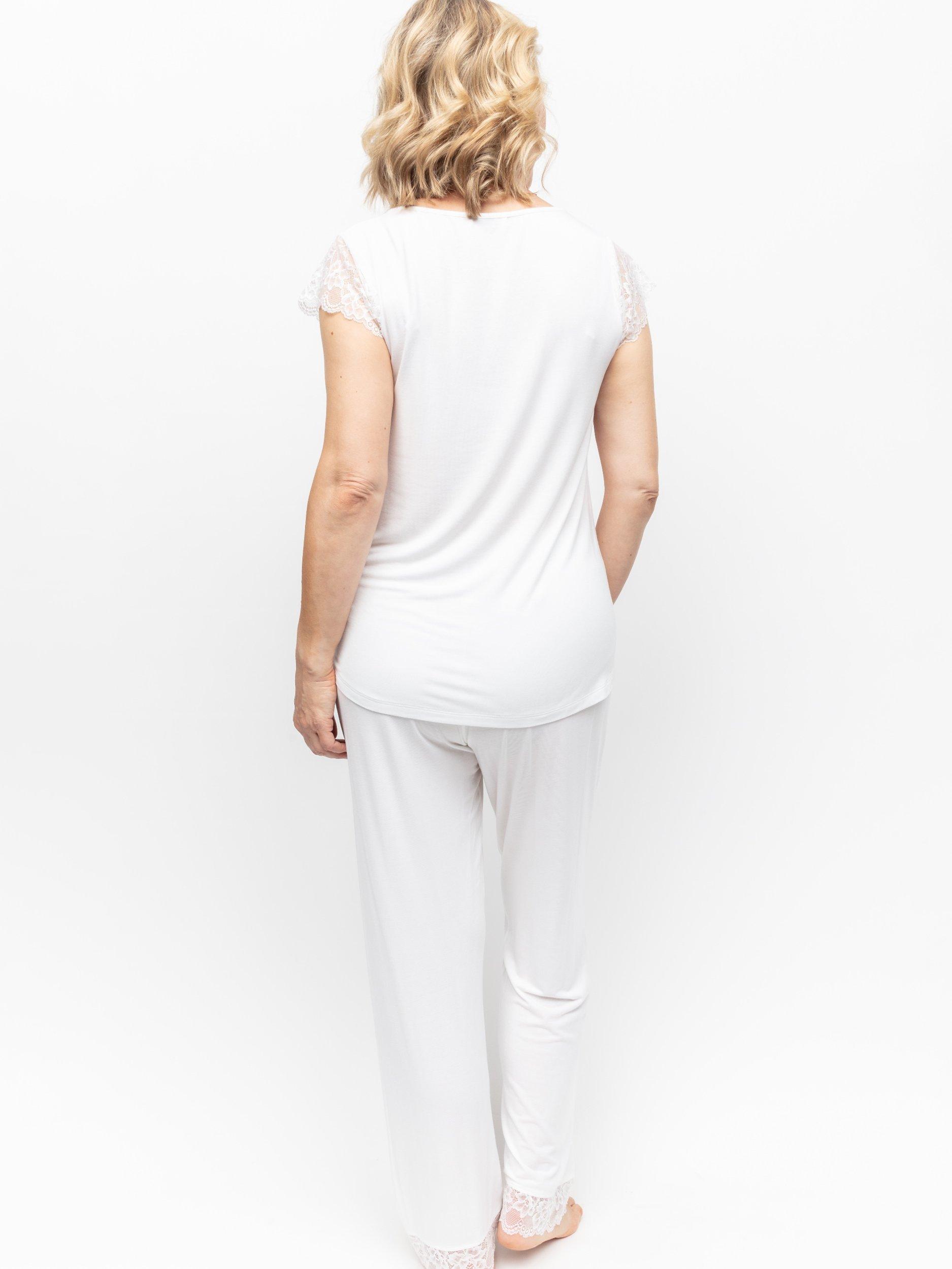 Product image 2 of 3, which shows Cyberjammies Tessa Jersey Lace Pyjama Set, White, 12
