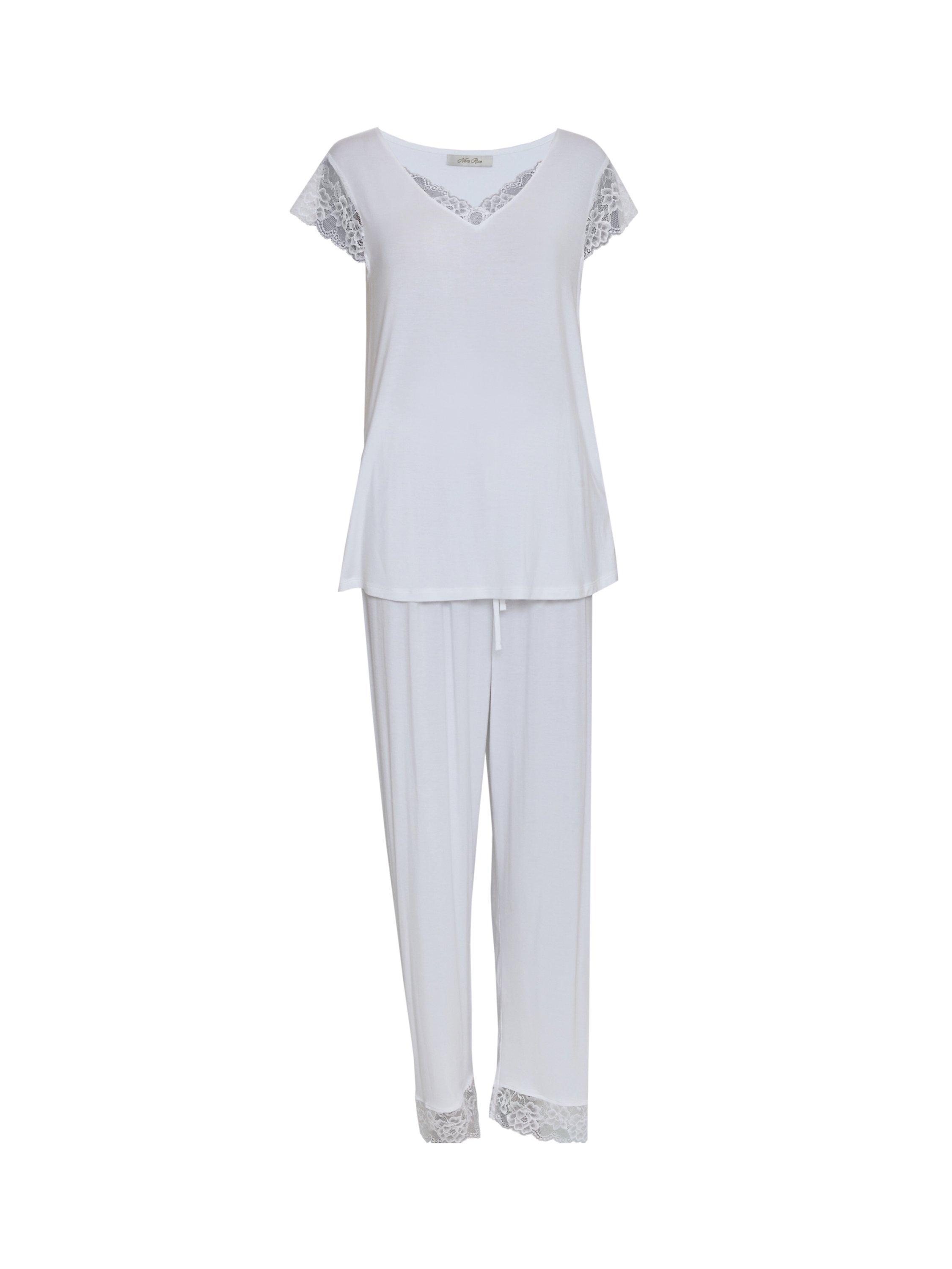 Product image 3 of 3, which shows Cyberjammies Tessa Jersey Lace Pyjama Set, White, 12