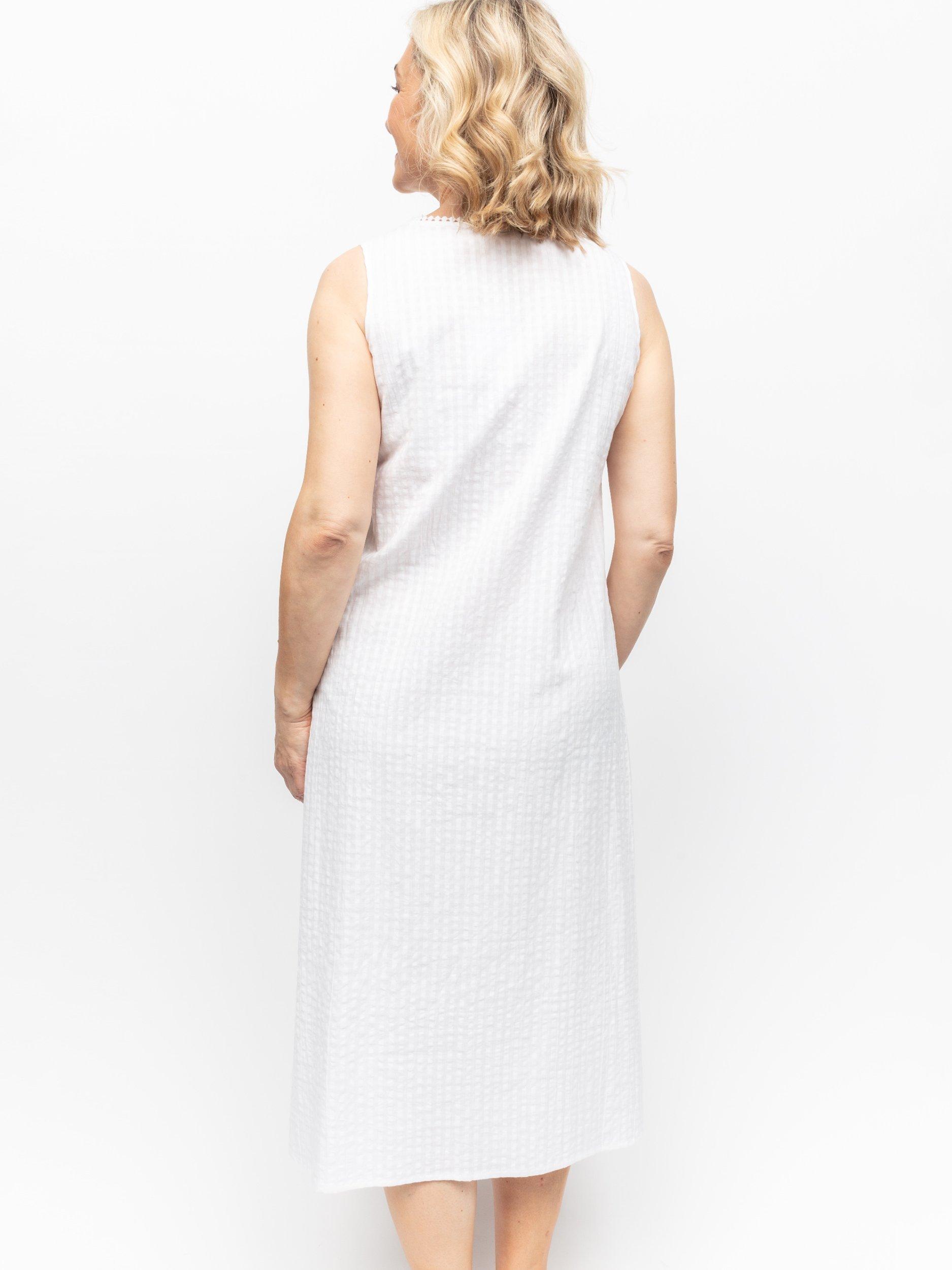 Cyberjammies Tessa Seersucker Long Nightdress, White, 12