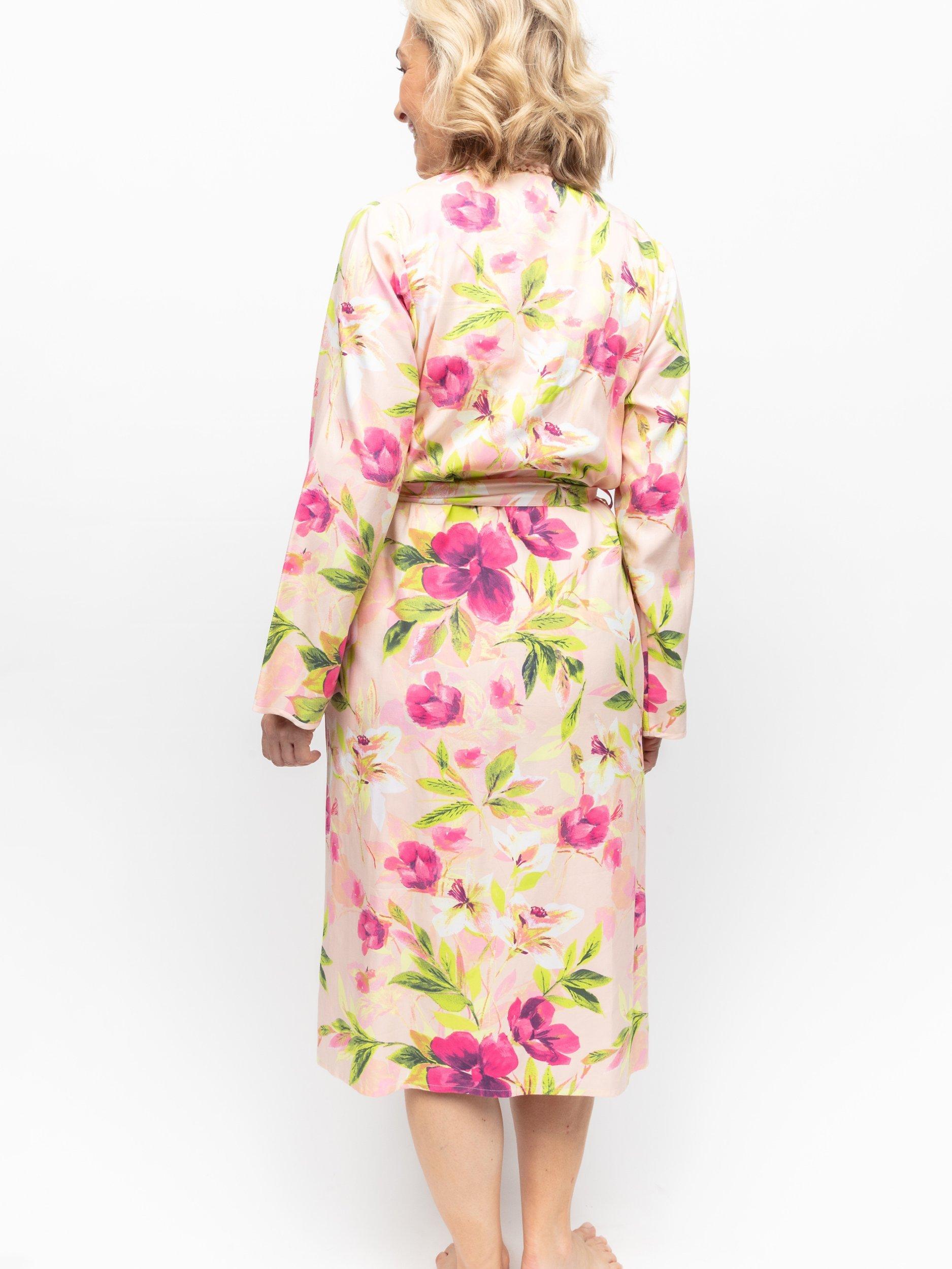 Product image 2 of 3, which shows Cyberjammies Tessa Floral Print Dressing Gown, Pink/Multi, 8