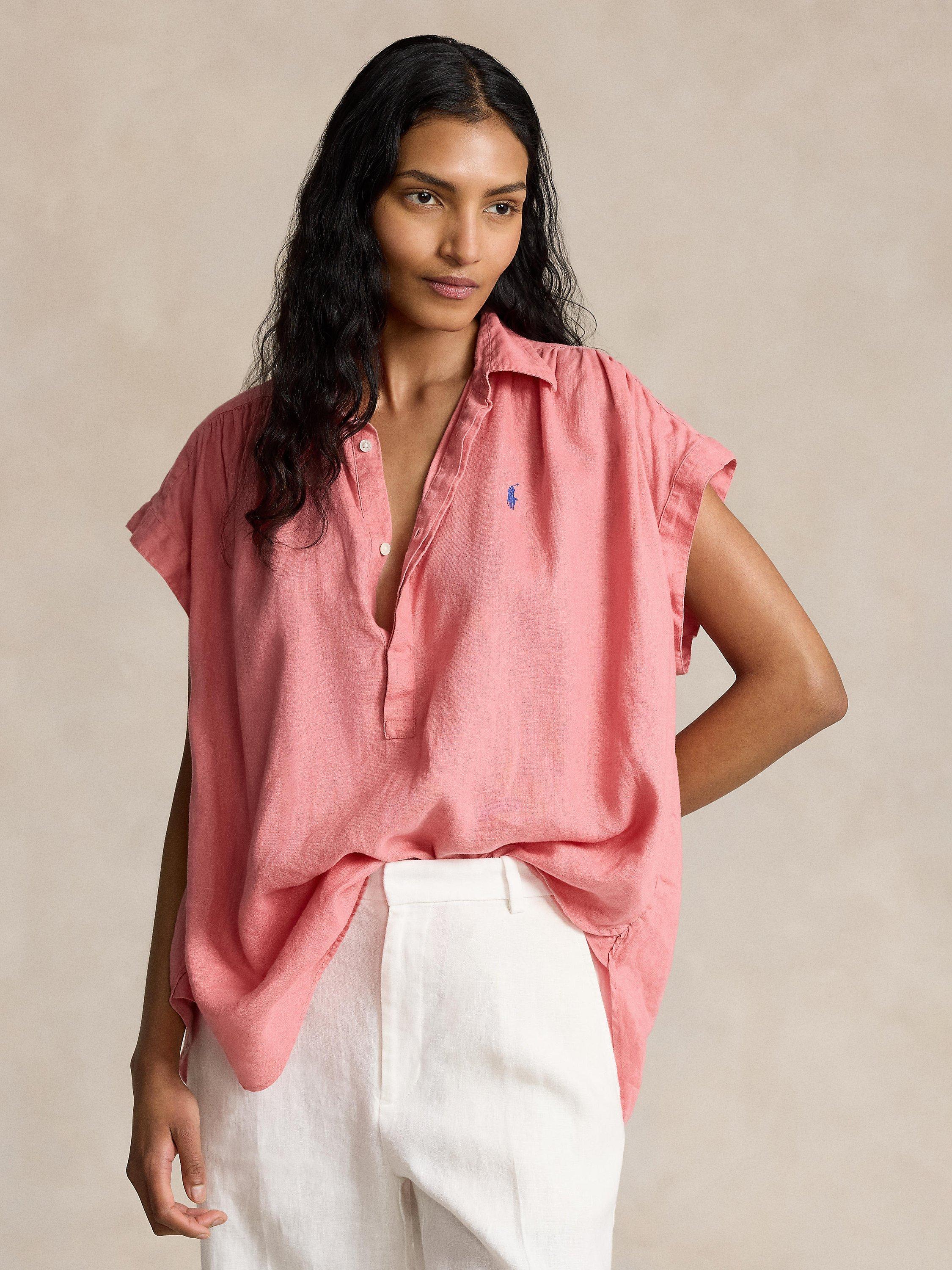Polo Ralph Lauren Linen Popover Shirt, Dolce Pink