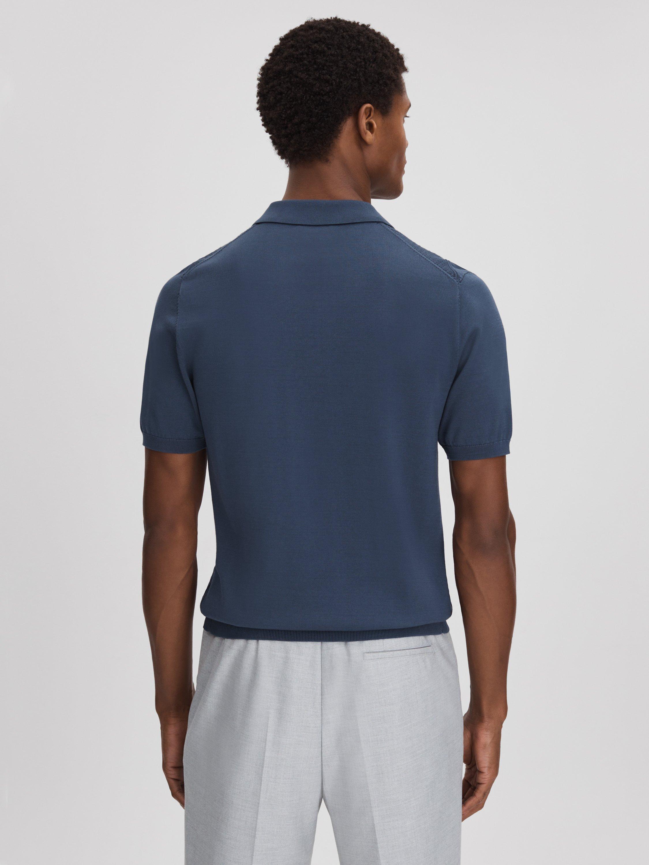 Reiss Tropic Short Sleeve Half Zip Polo Shirt, Blue