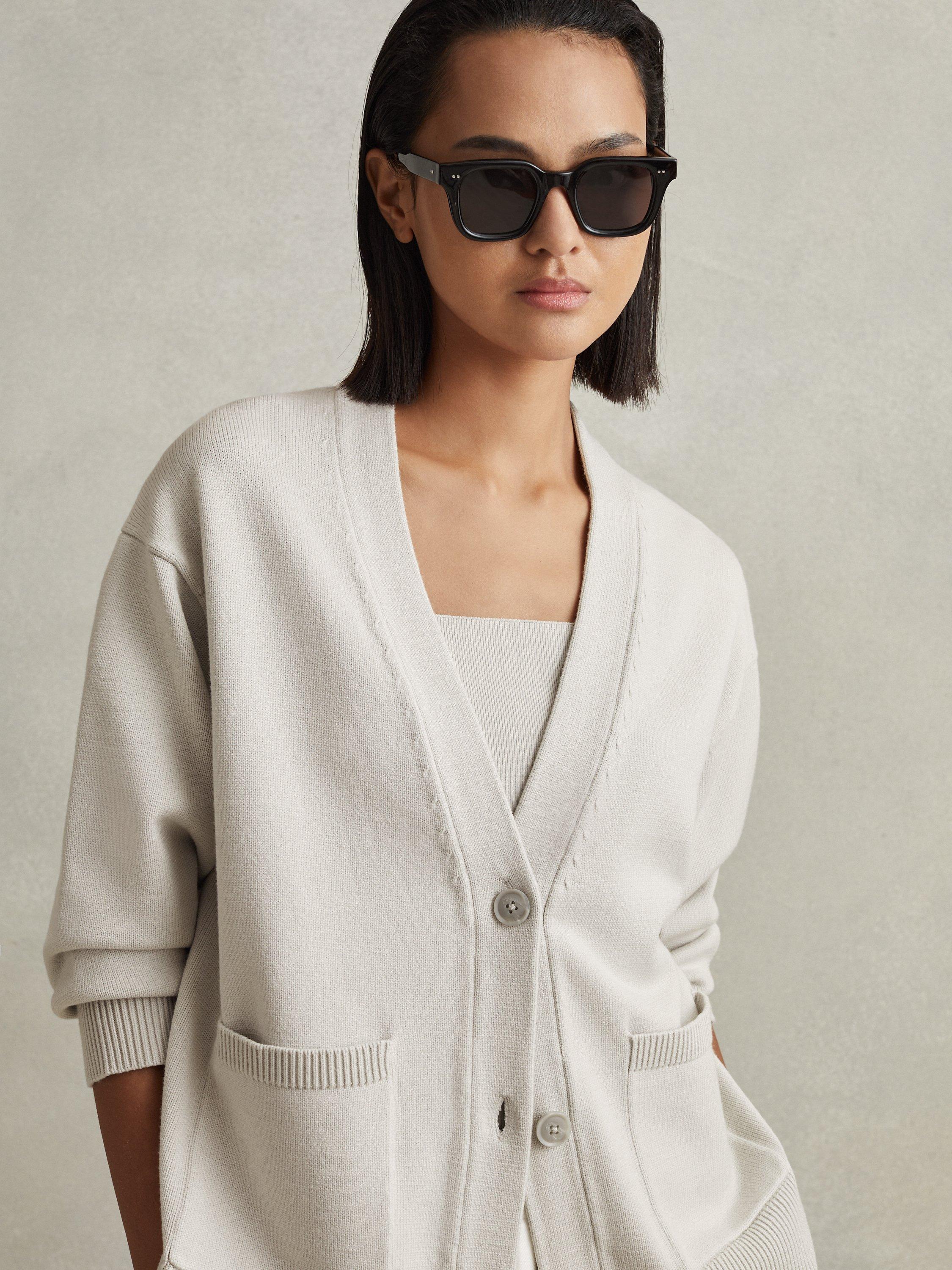 Reiss Harper V-Neck Cardigan, Grey
