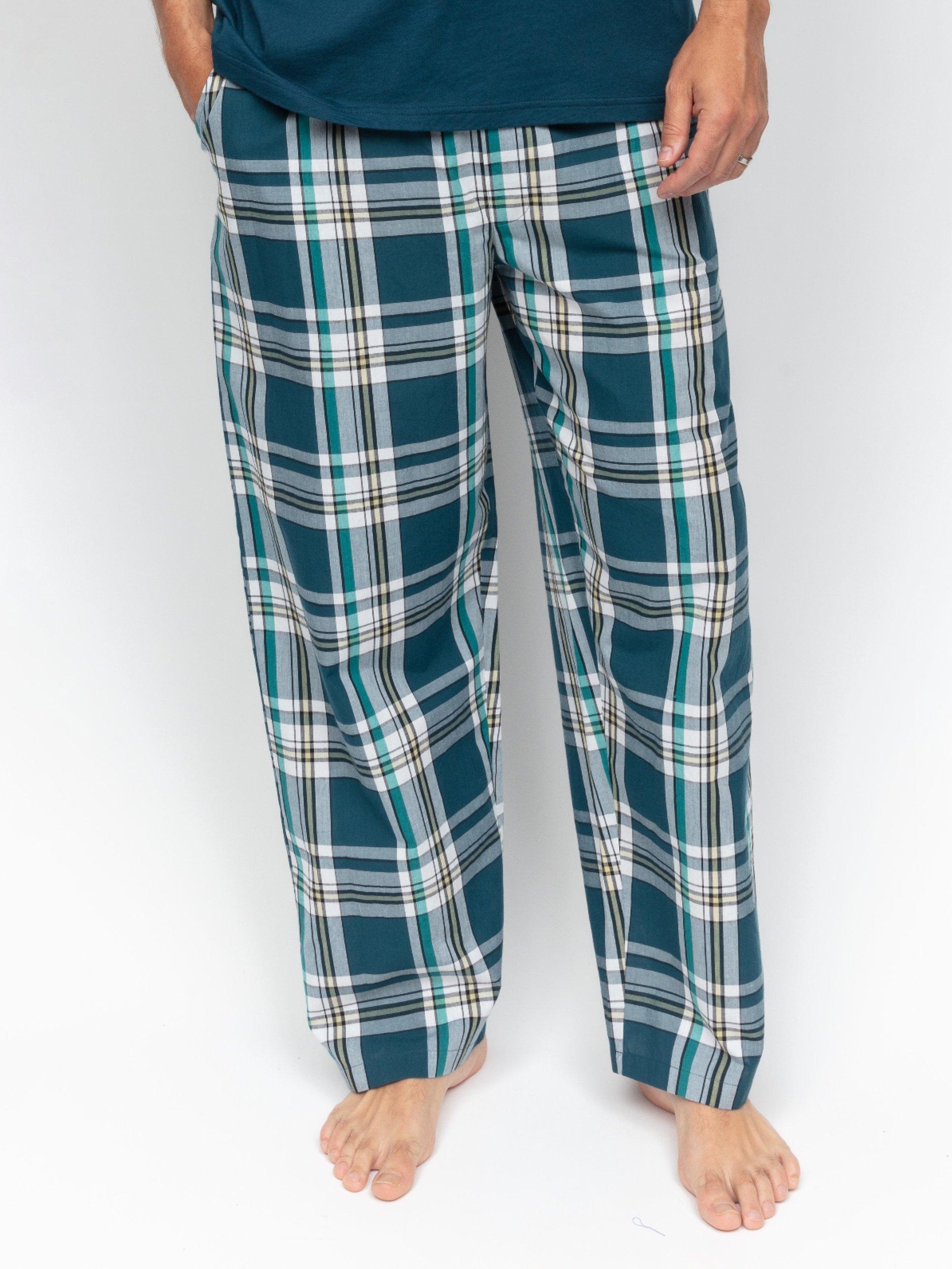 Product image 1 of 4, which shows Cyberjammies Check Pyjama Bottoms, Teal, S