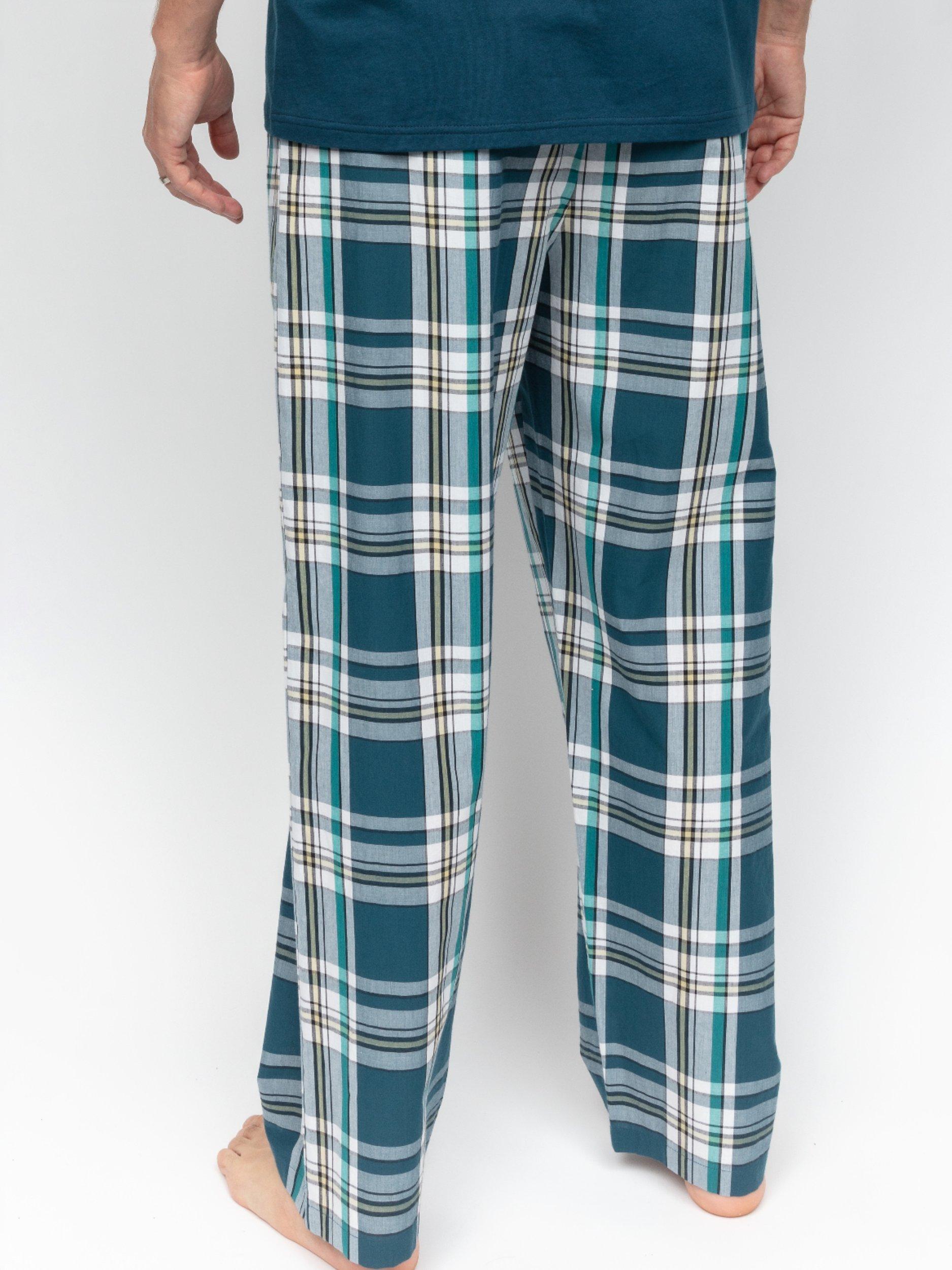 Product image 2 of 4, which shows Cyberjammies Check Pyjama Bottoms, Teal, S