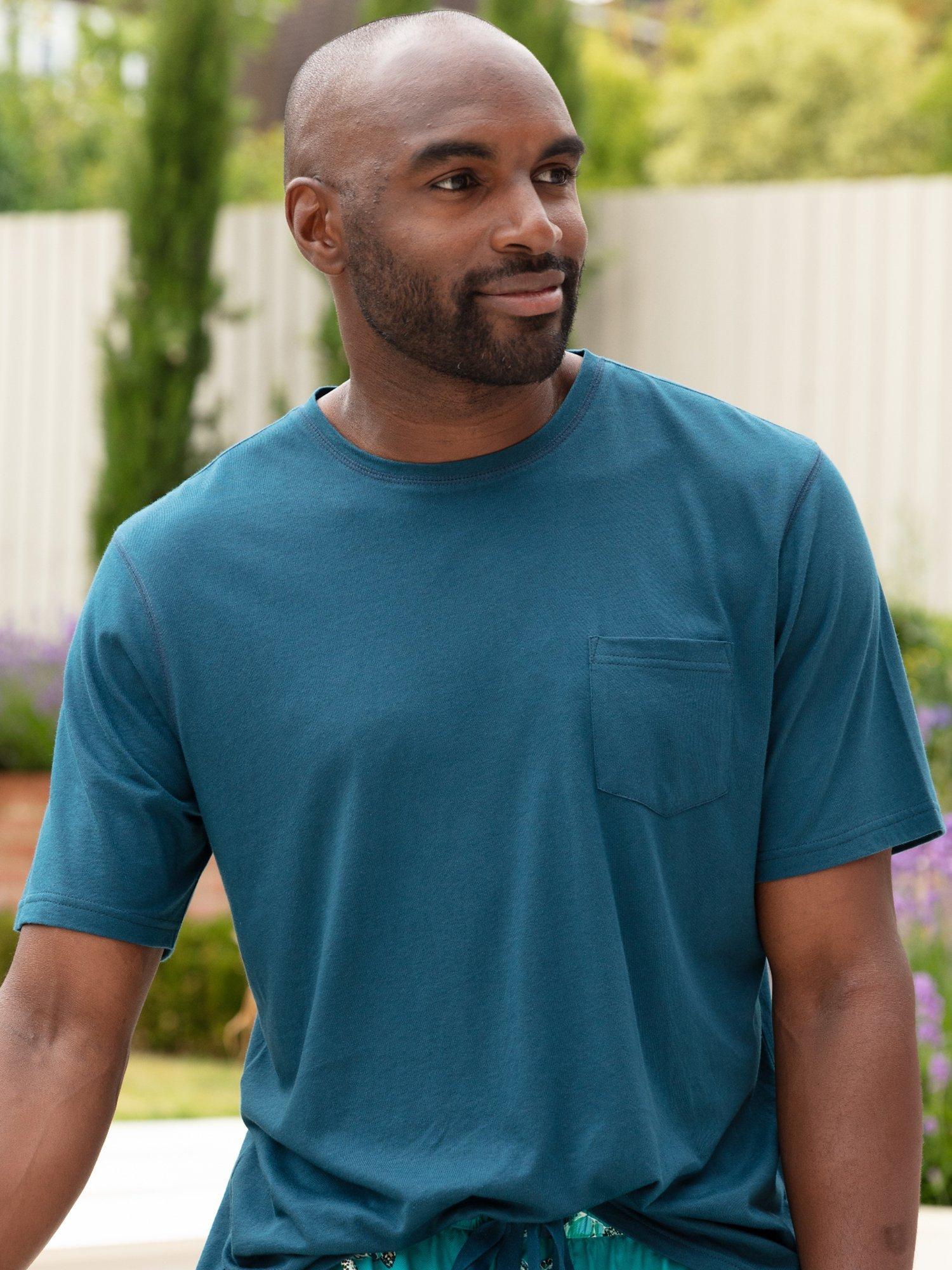 Product image 1 of 4, which shows Cyberjammies Knit Short Sleeve Pyjama Top, Teal, S