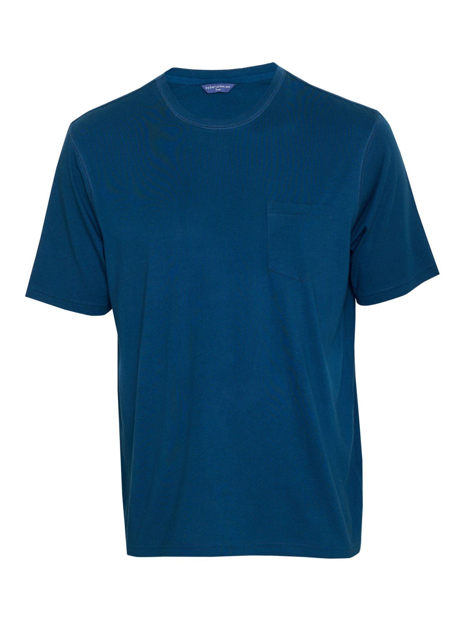 Product image 4 of 4, which shows Cyberjammies Knit Short Sleeve Pyjama Top, Teal, S