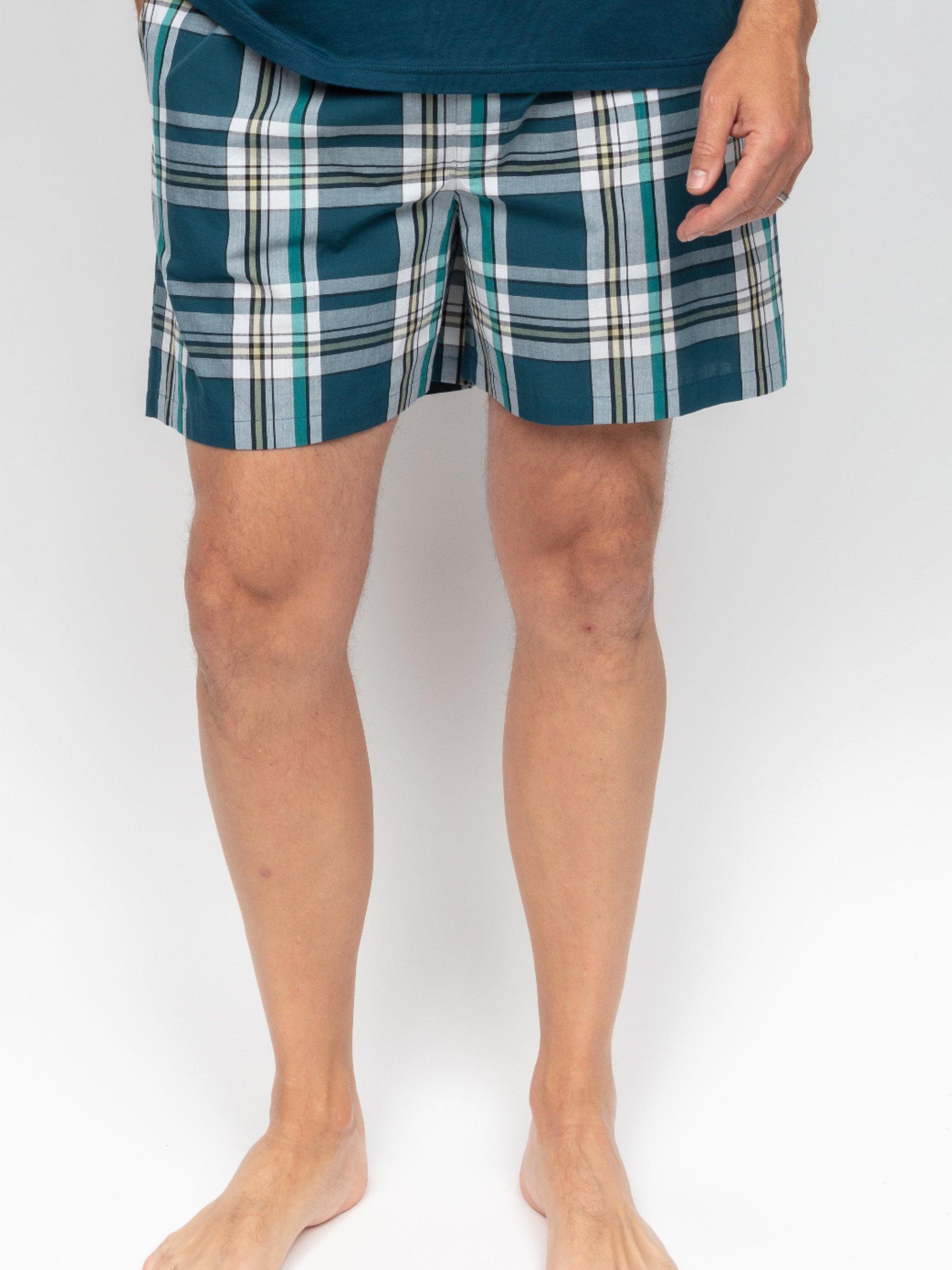 Product image 2 of 4, which shows Cyberjammies Check Pyjama Shorts, Teal, S