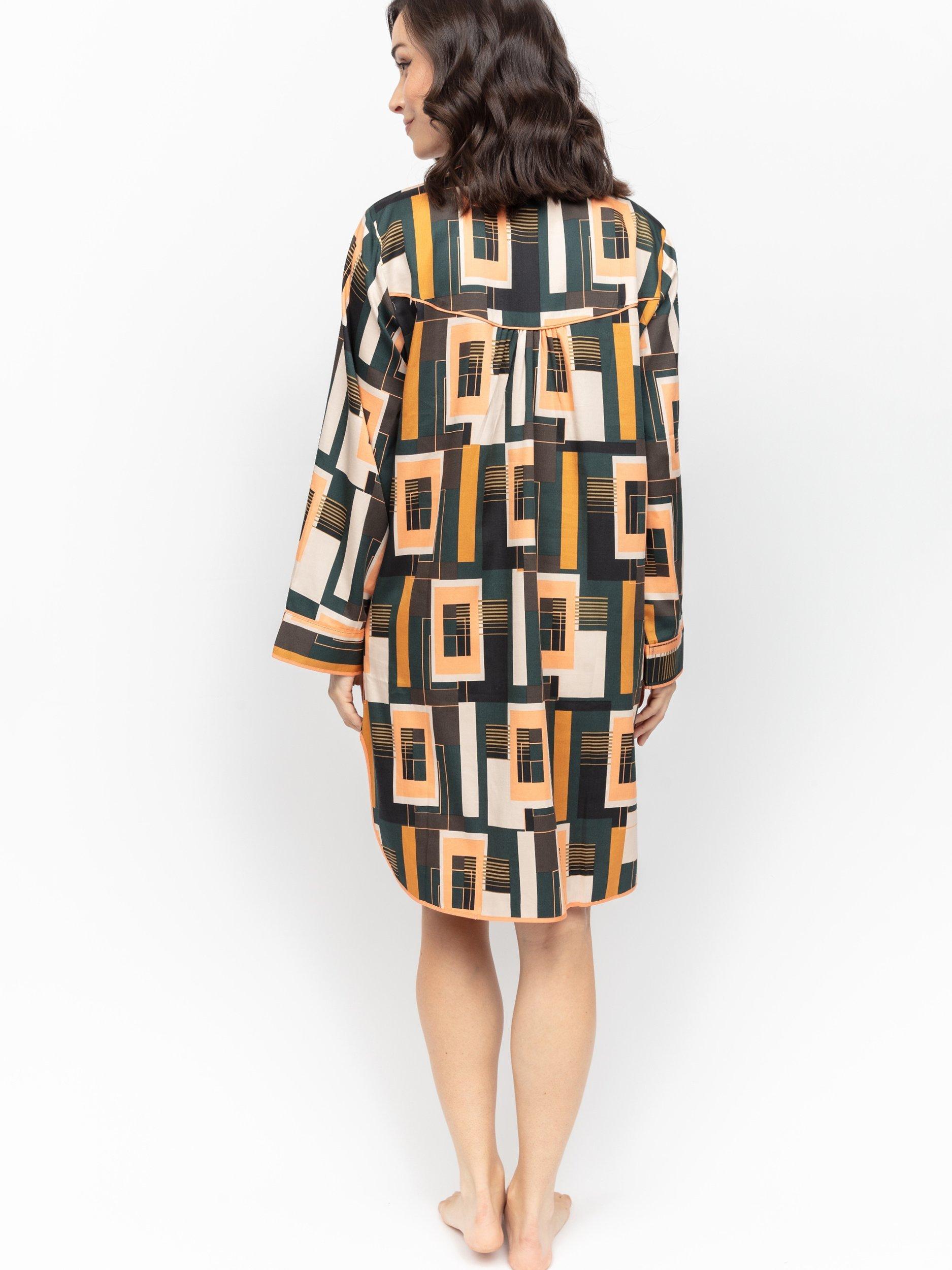 Product image 3 of 4, which shows Fable & Eve Hackney Tile Print Nightshirt, Black/Multi, 8