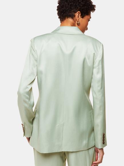 Whistles Rita Luxe Sateen Blazer, Sage Green - view 2, Sage Green