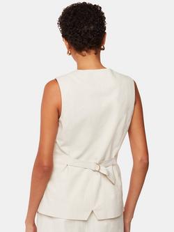 Whistles Lindsey Linen Blend Waistcoat, Oatmeal - view 2, Oatmeal