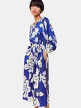 Whistles Mabel Hawaiian Print Satin Midi Shirt Dress, Blue/Multi