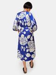 Whistles Mabel Hawaiian Print Satin Midi Shirt Dress, Blue/Multi