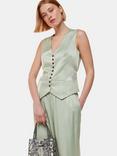 Whistles Rita Luxe Waistcoat, Sage Green