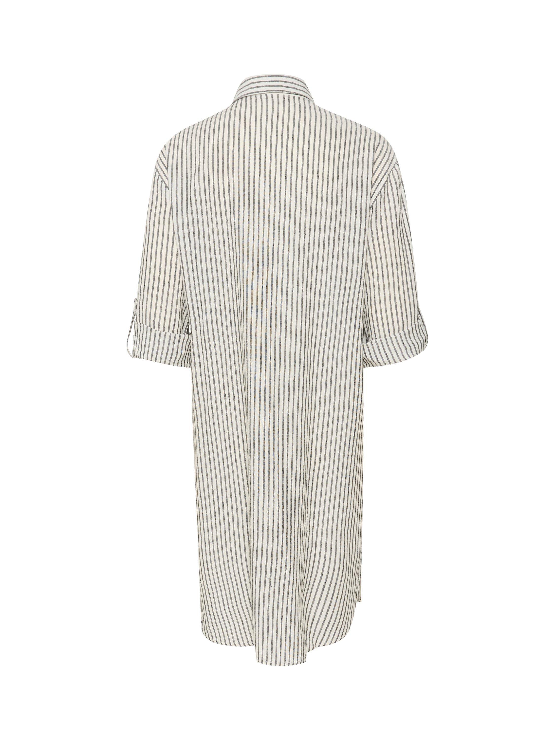 Product image 5 of 5, which shows KAFFE Milia Linen Blend Shirt Dress, Chalk/Black, 8