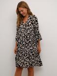KAFFE Hera Floral V-Neck Knee Length Dress, Black/White
