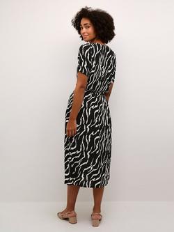 KAFFE Tara V-Neck Short Sleeve Midi Dress, Zebra Black - view 2, Zebra Print