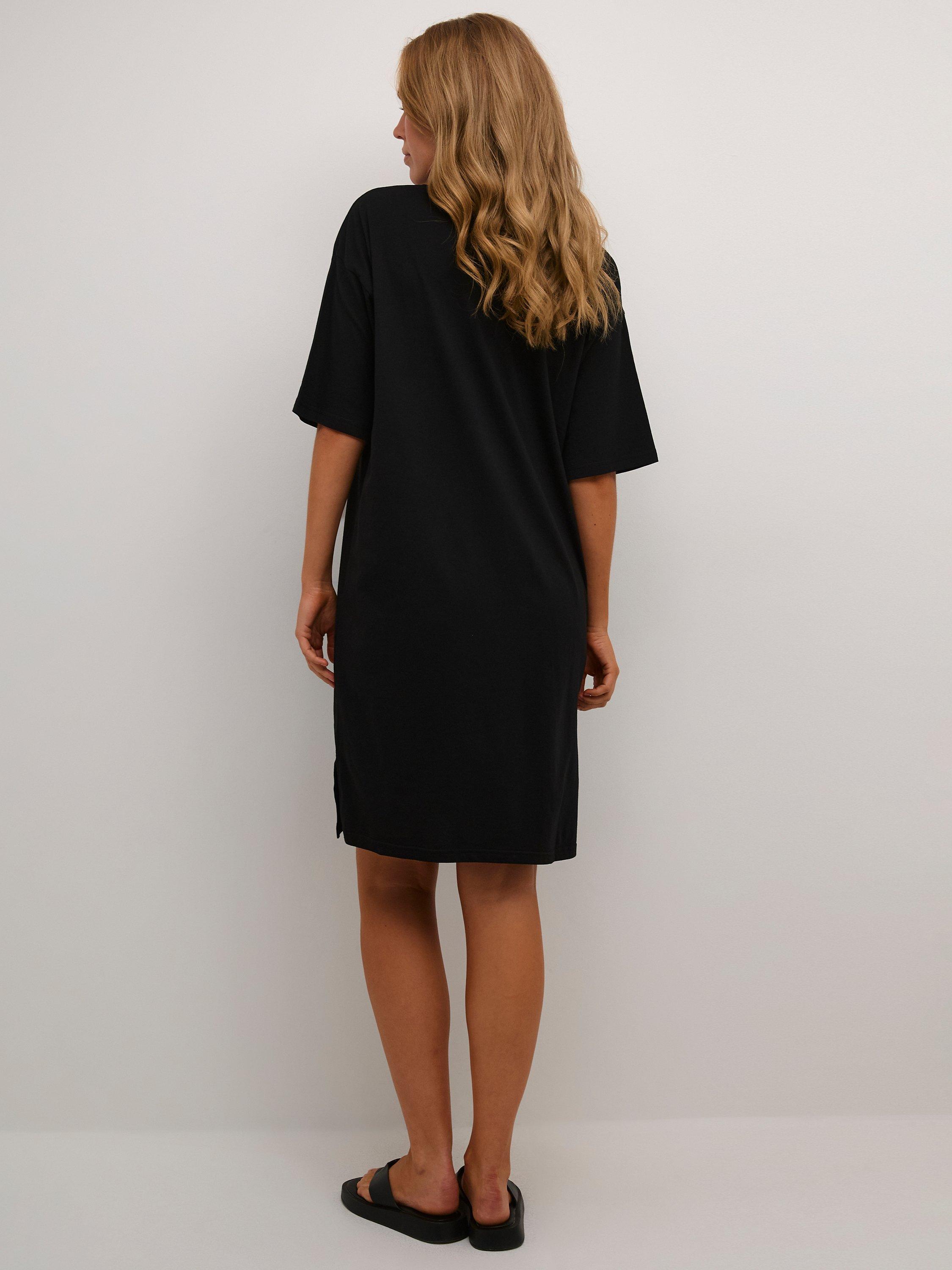 Product image 2 of 5, which shows KAFFE Edna Cotton T-Shirt Dress, Black Deep, XS