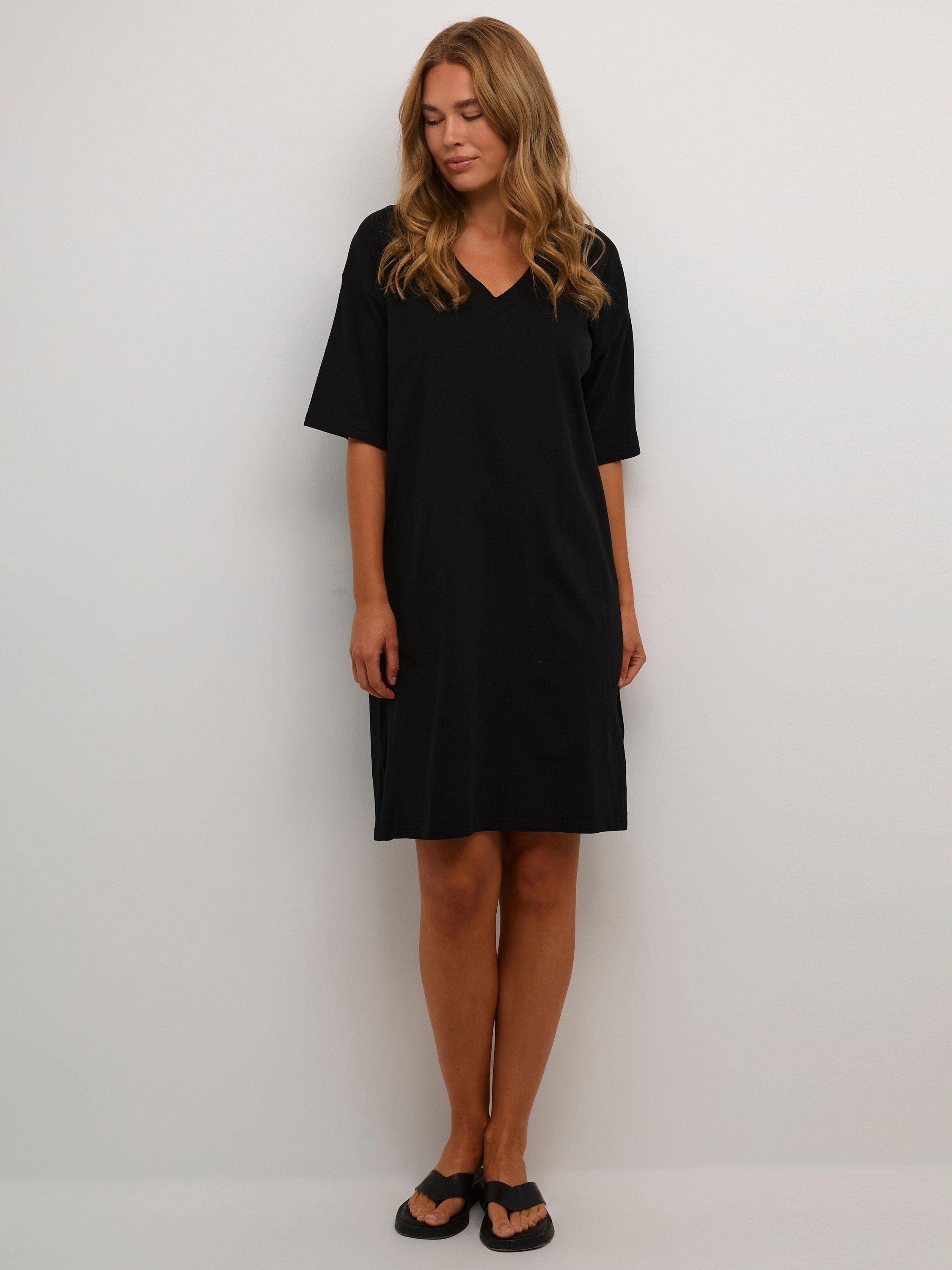 Product image 3 of 5, which shows KAFFE Edna Cotton T-Shirt Dress, Black Deep, XS