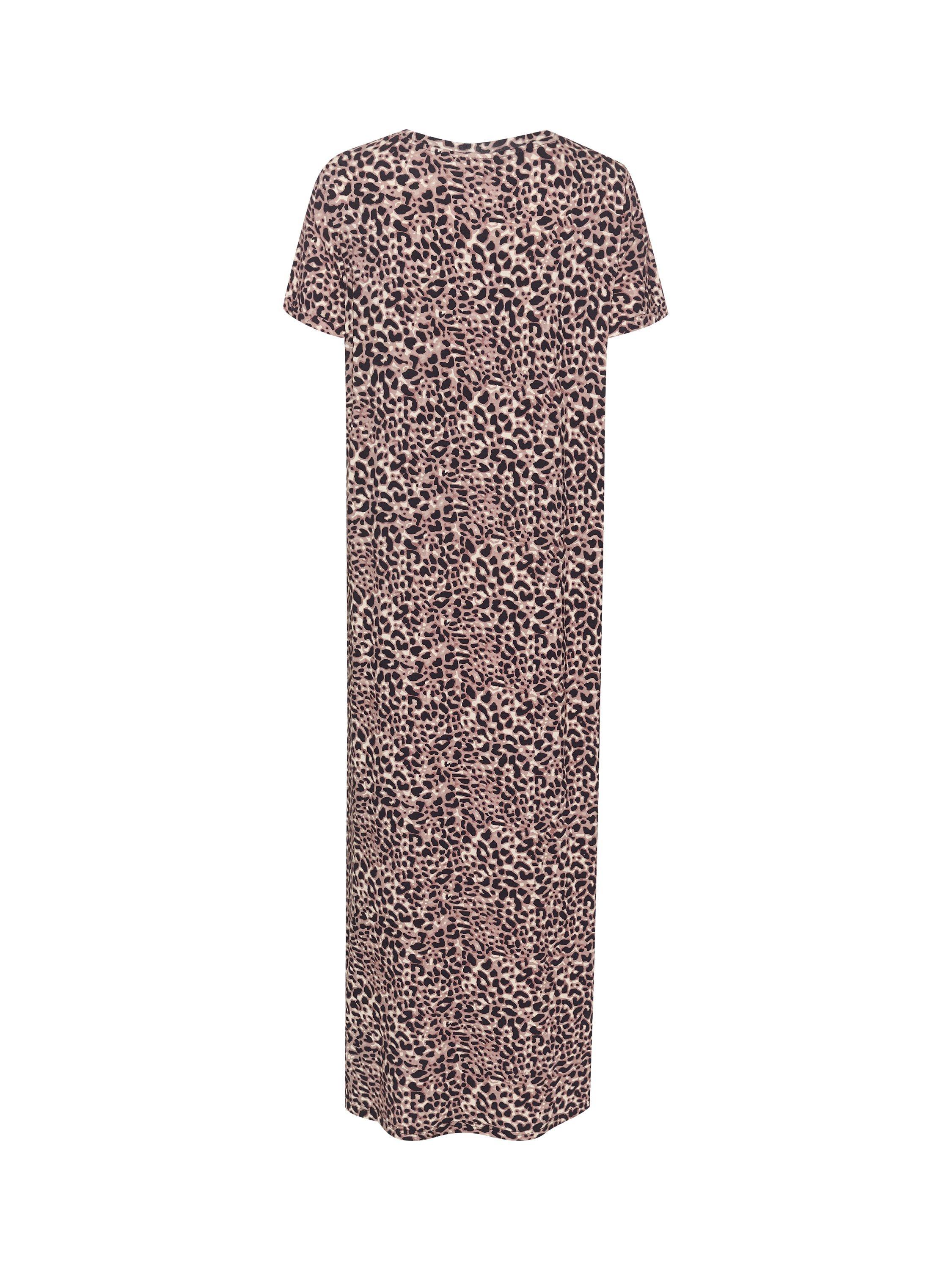 KAFFE Charlotte Animal Print Maxi T-Shirt Dress, Brown/Multi, XS