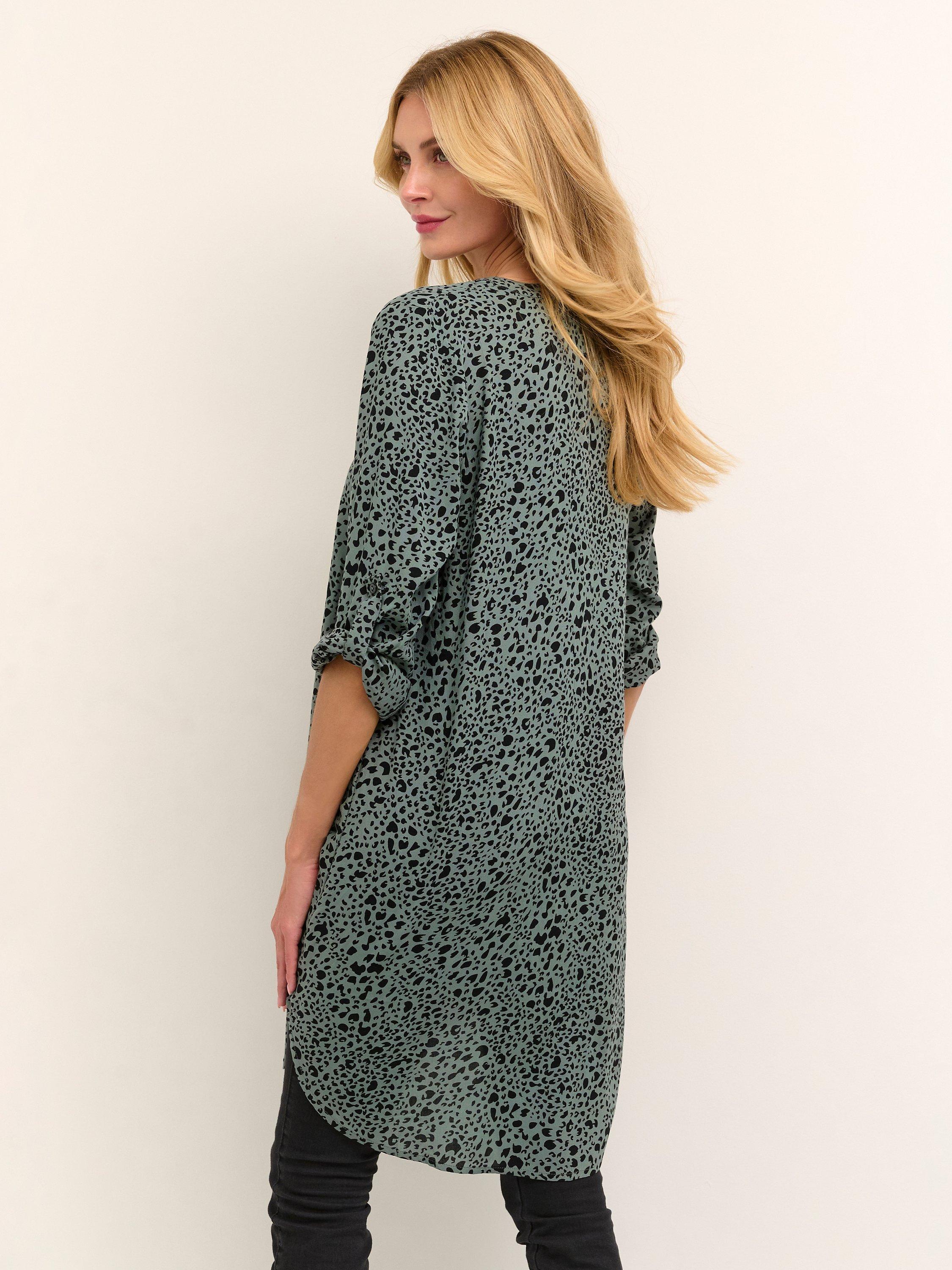 Product image 2 of 6, which shows KAFFE Marana Knee Length Dress, Green/Black, 18