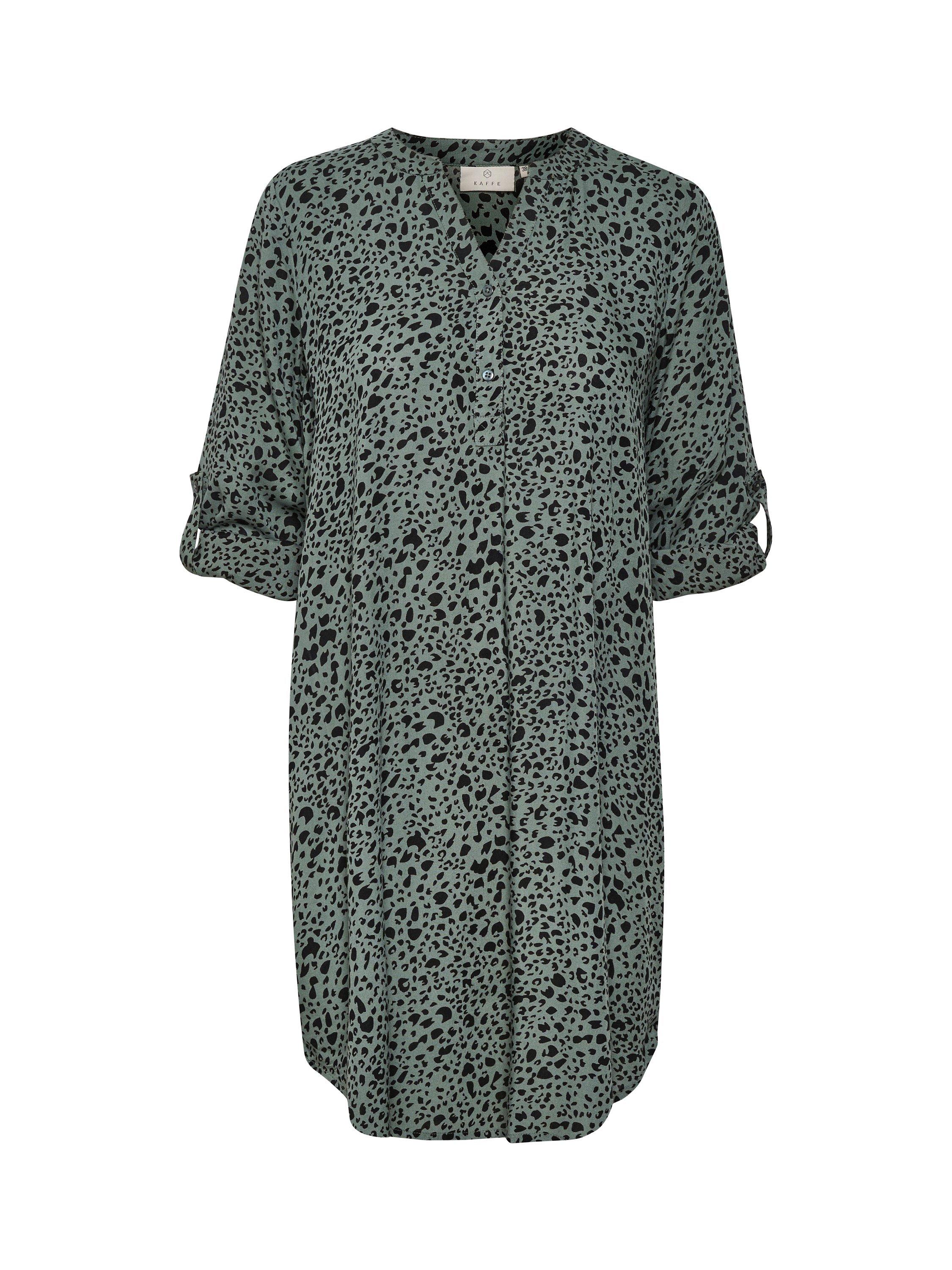 Product image 5 of 6, which shows KAFFE Marana Knee Length Dress, Green/Black, 18