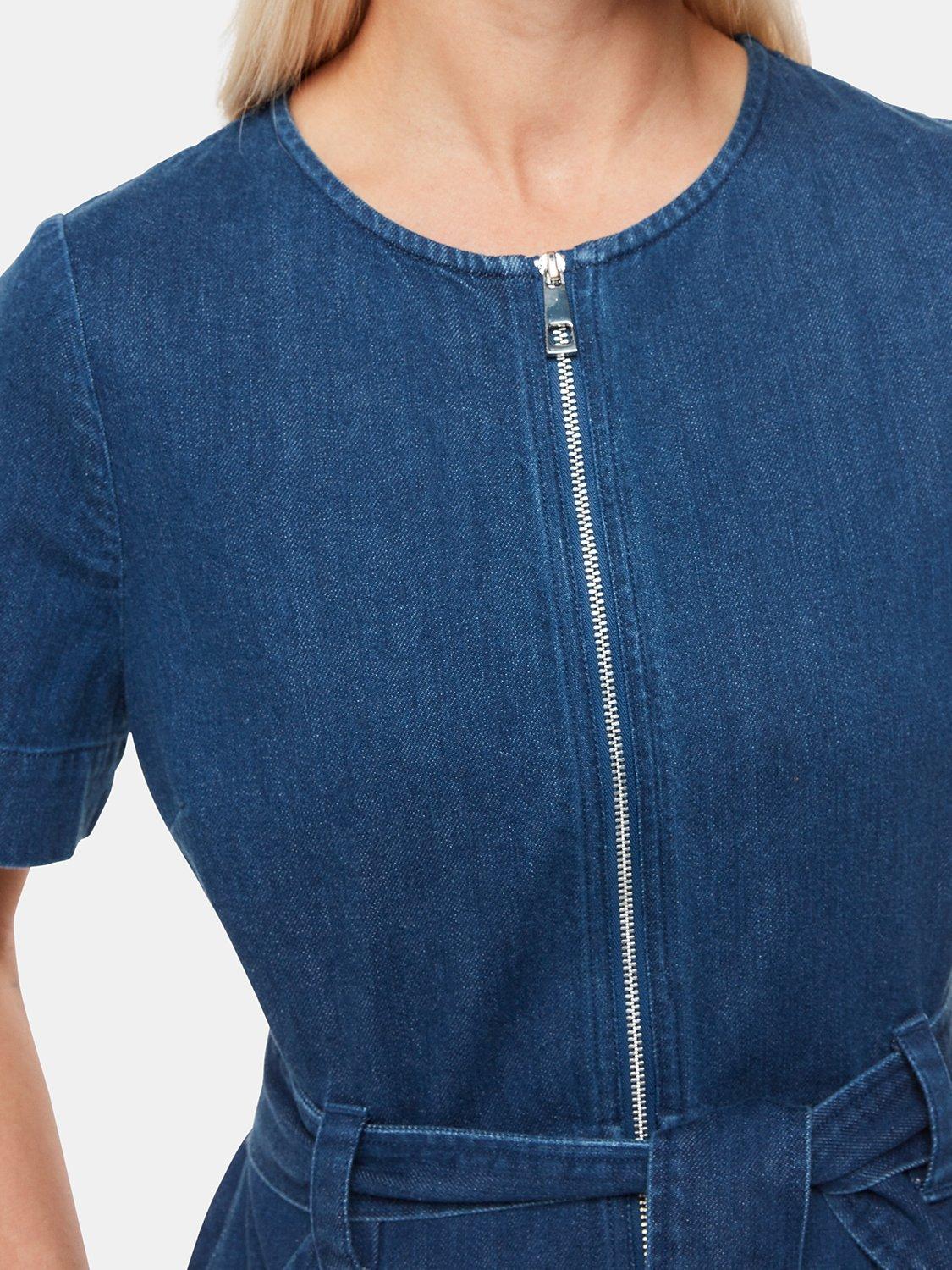 Product image 4 of 5, which shows Whistles Petite Short Sleeve Denim Jumpsuit, Blue, 20