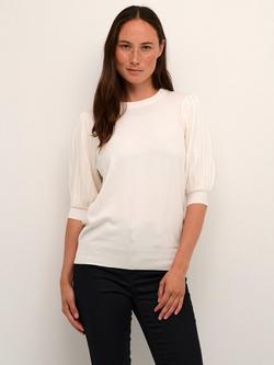 KAFFE Lone Slim Fit Half Sleeve Jumper, Chalk, Chalk