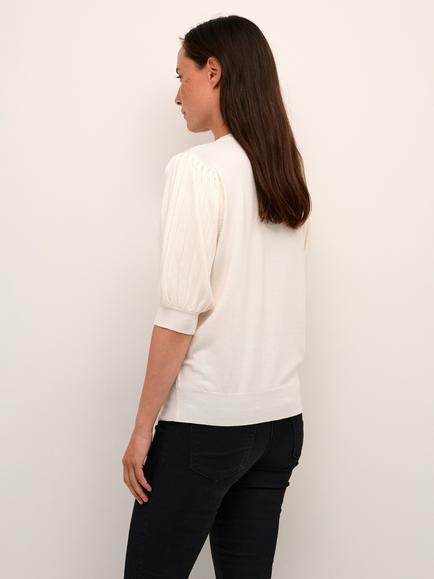 KAFFE Lone Slim Fit Half Sleeve Jumper, Chalk - view 2, Chalk