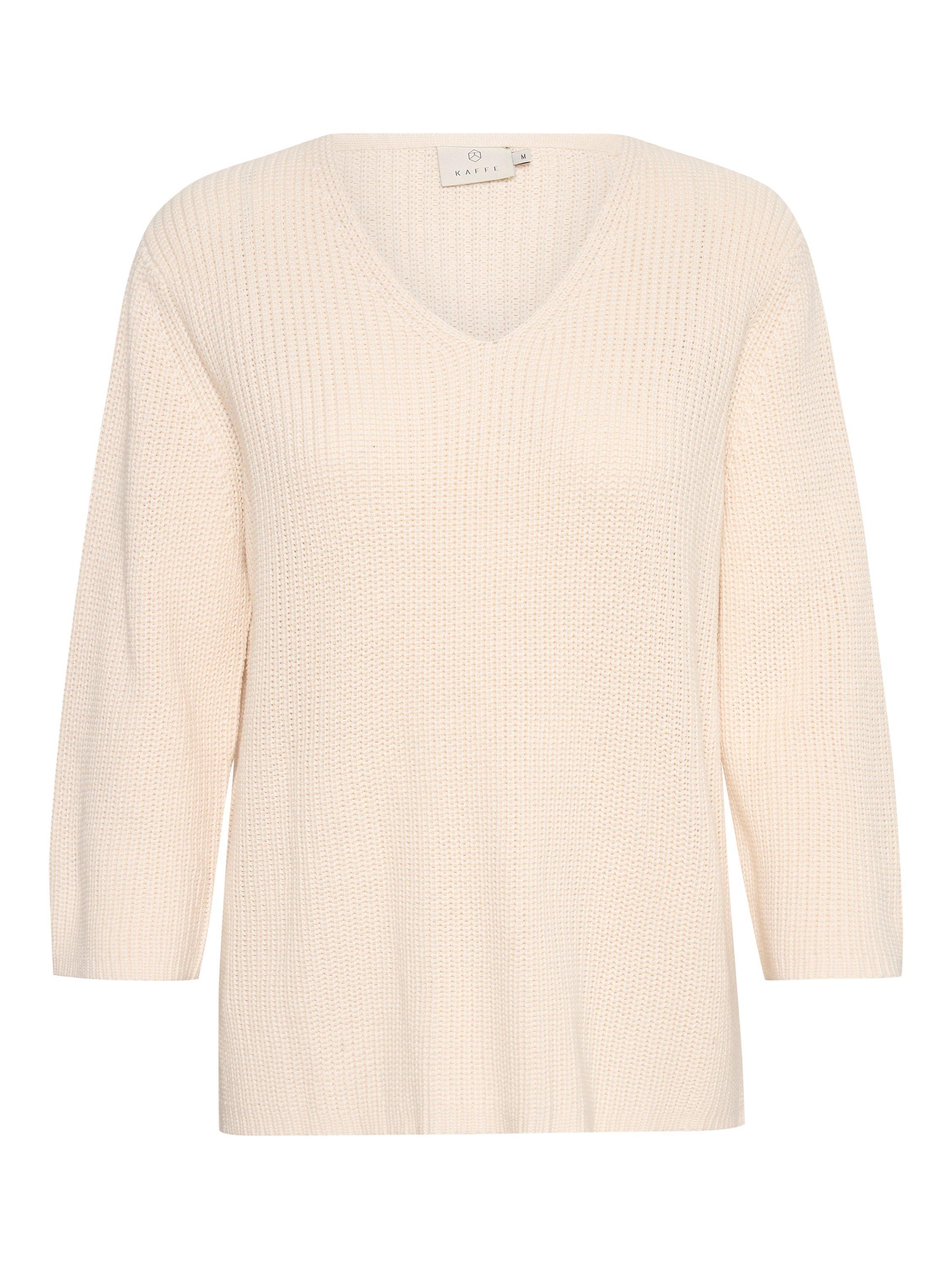 Product image 4 of 5, which shows KAFFE Merian V-Neck Cropped Sleeve Knitted Top, Turtledove, XS