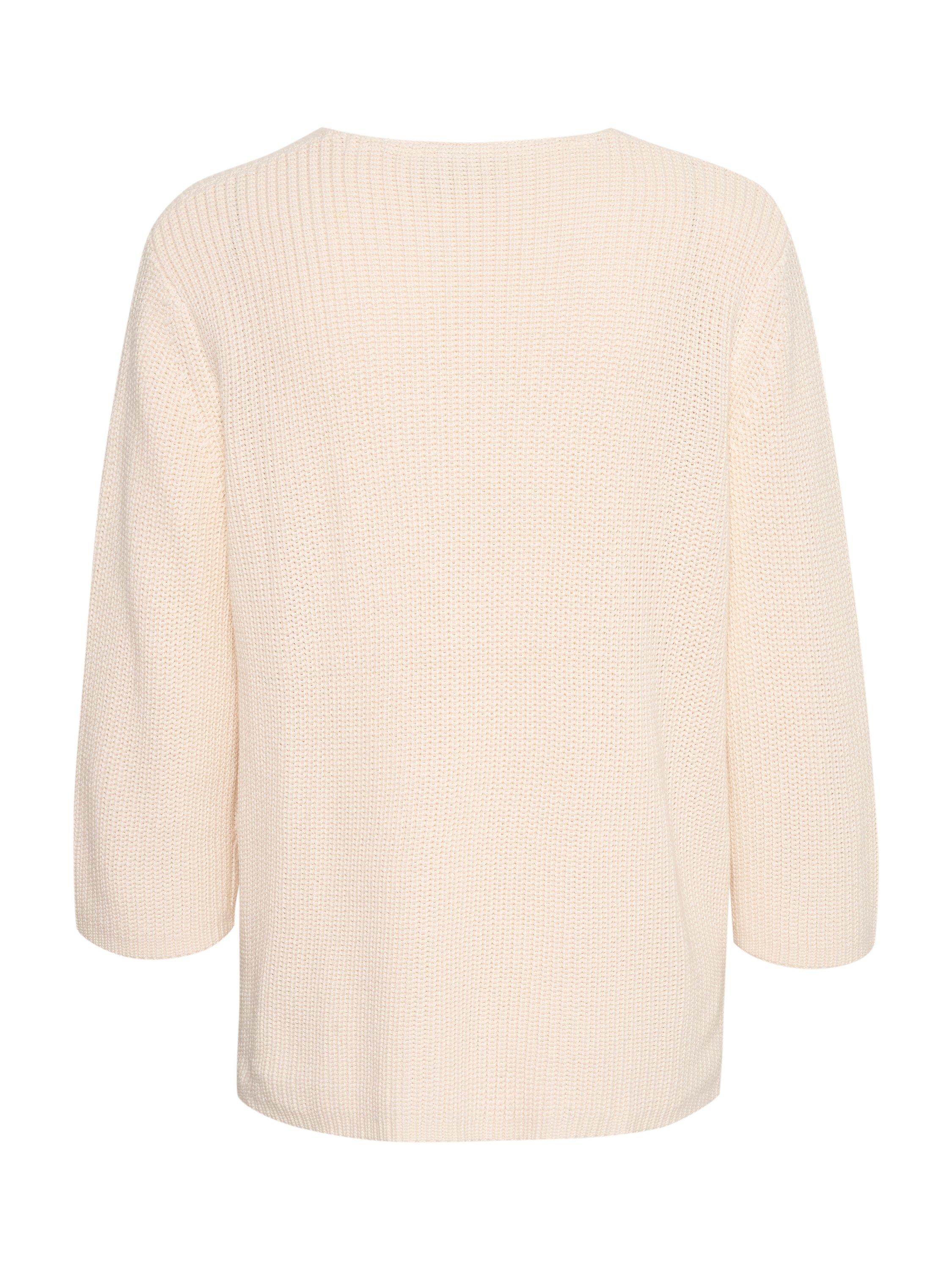 Product image 5 of 5, which shows KAFFE Merian V-Neck Cropped Sleeve Knitted Top, Turtledove, XS