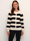 KAFFE Lizza Chunky Stripe Cardigan, Black/Cream