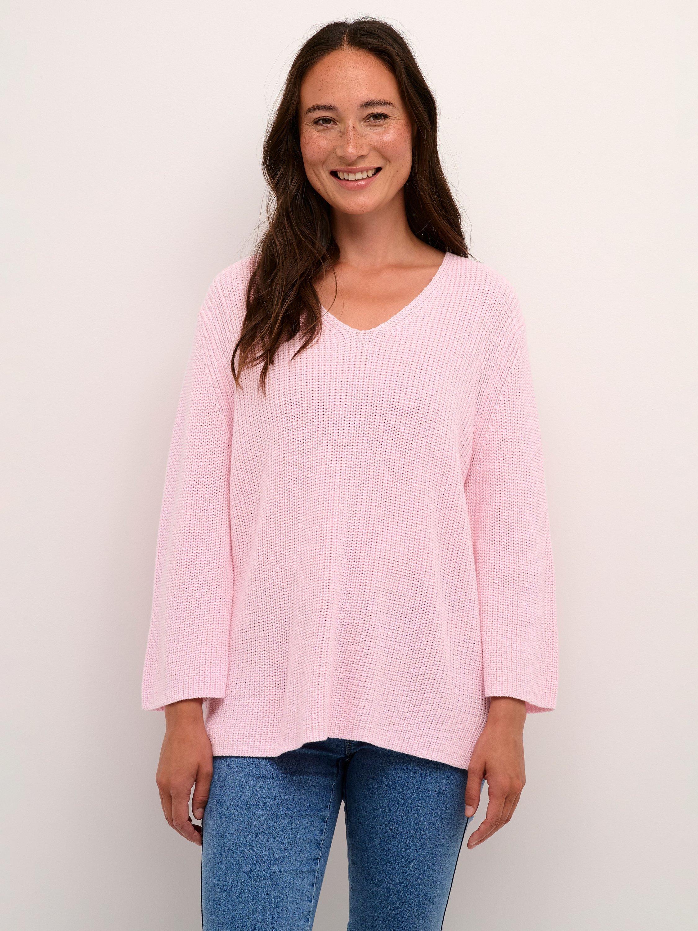 KAFFE Merian V-Neck Cropped Sleeve Knitted Top