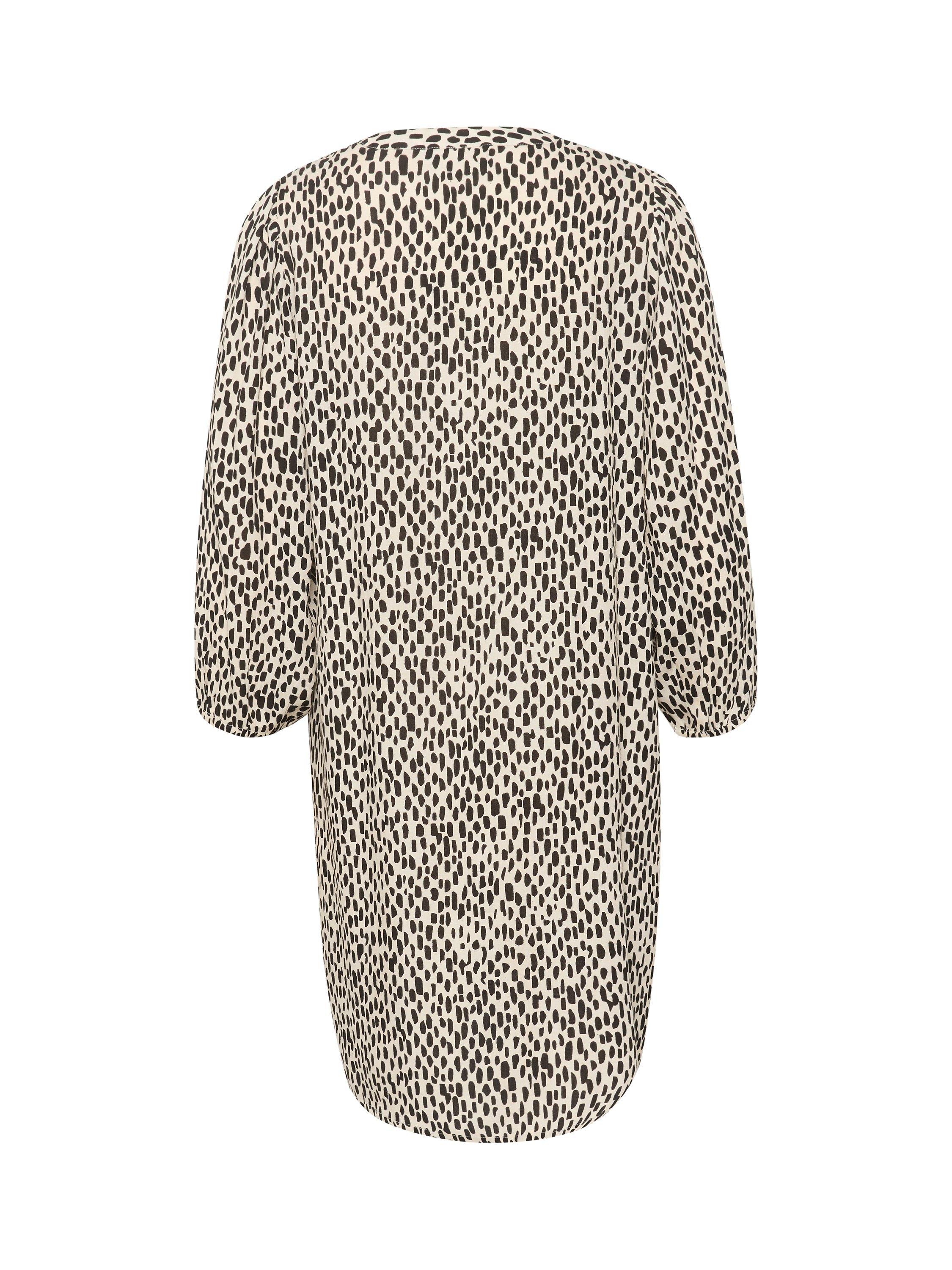 KAFFE Jetta 3/4 Sleeve Notch Neck Tunic, Turtledove/Black, 8