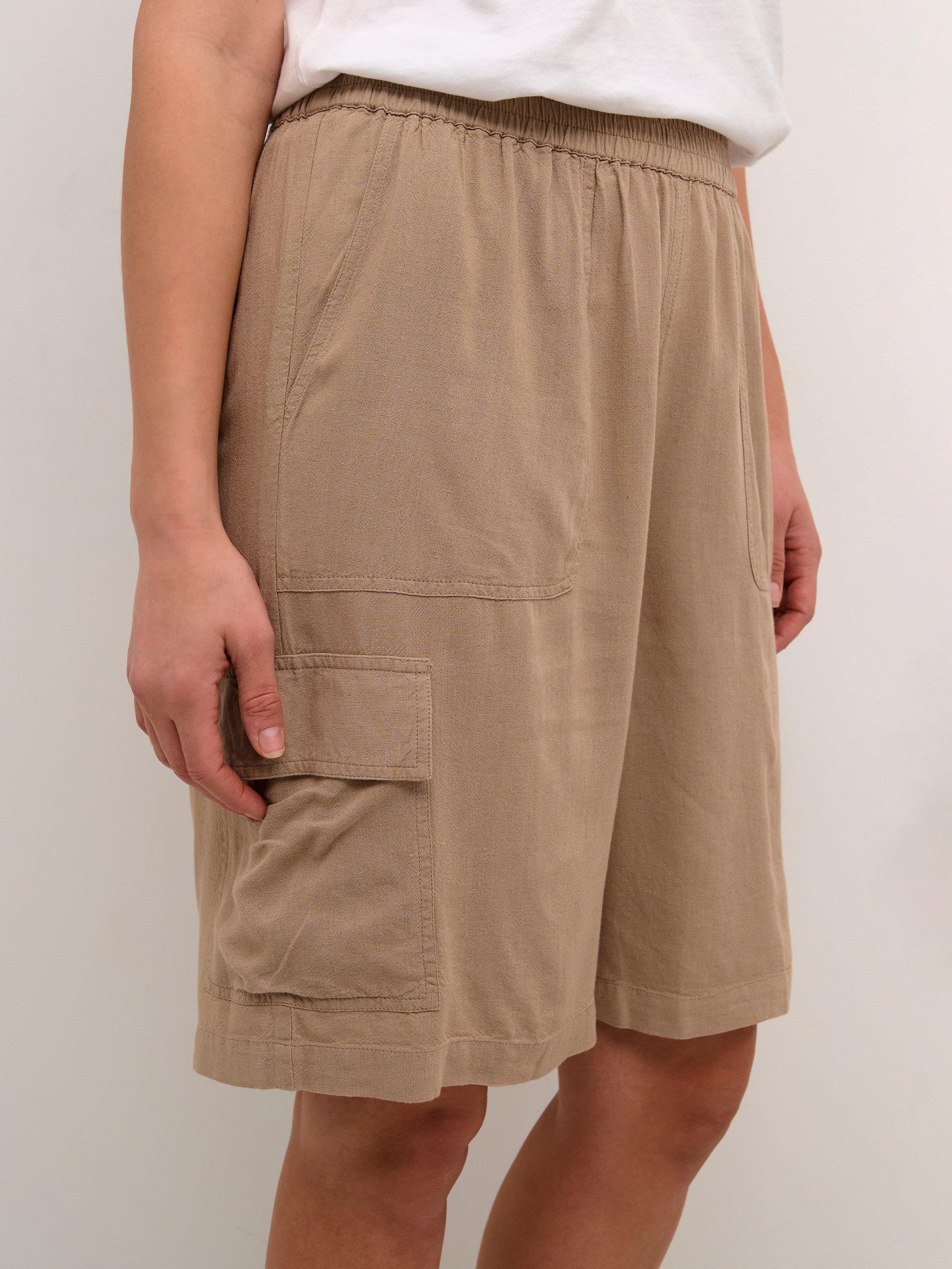 Product image 4 of 5, which shows KAFFE Milia Linen Blend Shorts, Chinchilla, 8
