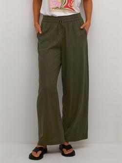 KAFFE Milia Linen Blend Long Trousers, Forest Night