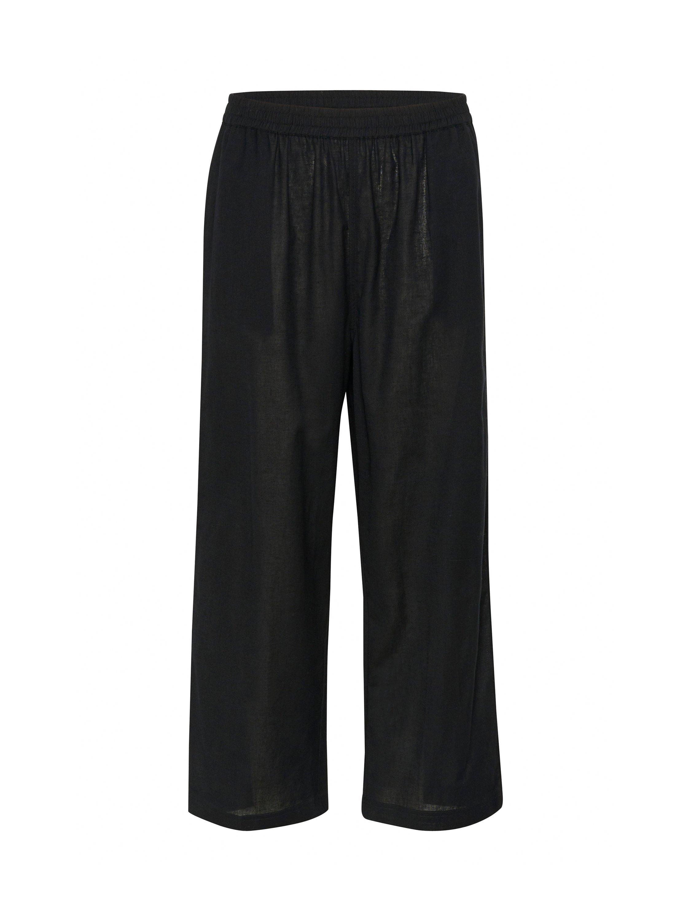Product image 4 of 5, which shows KAFFE Vigga Cotton Linen Blend Wide Leg Trousers, Deep Black, 10