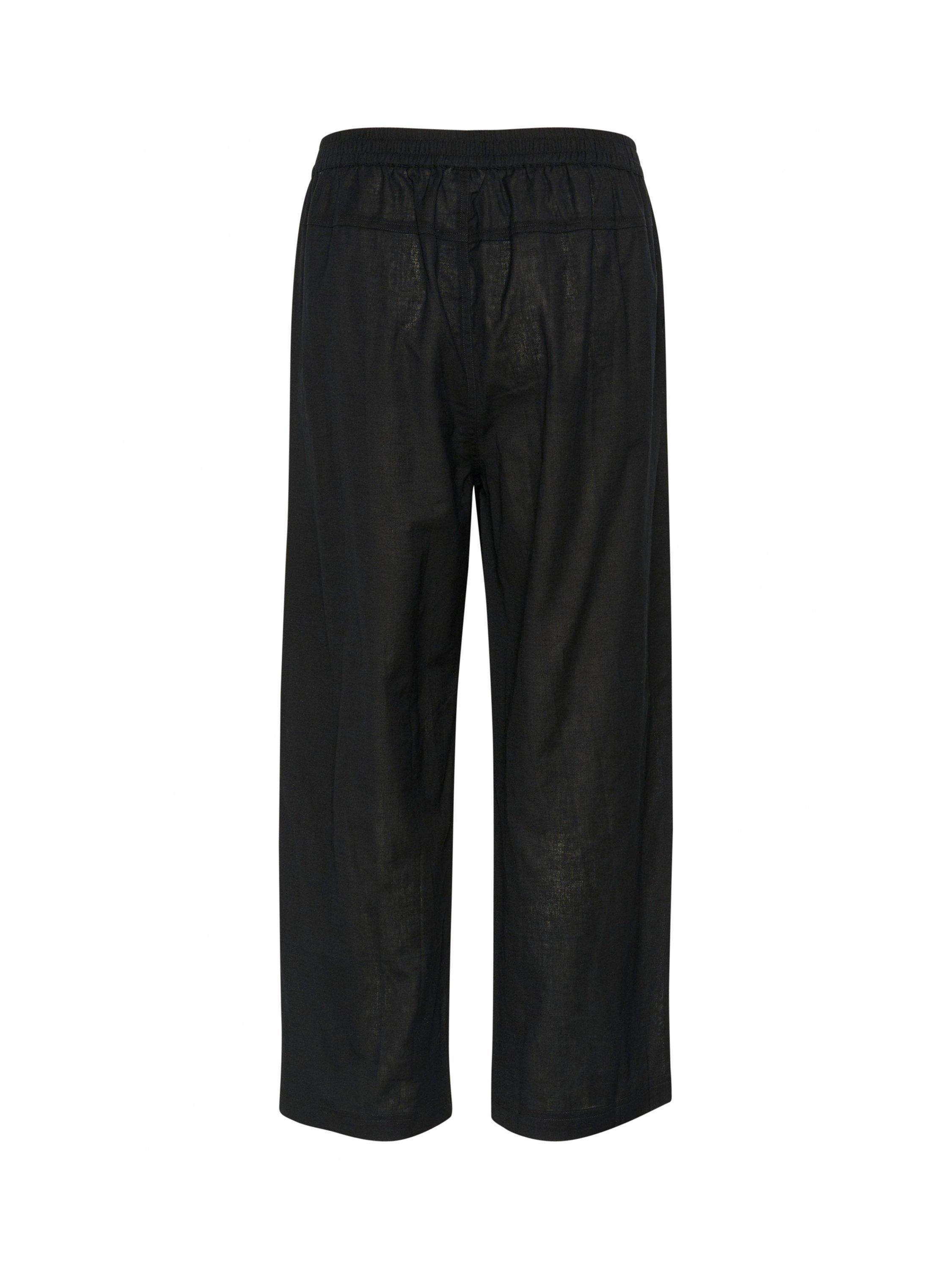 Product image 5 of 5, which shows KAFFE Vigga Cotton Linen Blend Wide Leg Trousers, Deep Black, 10